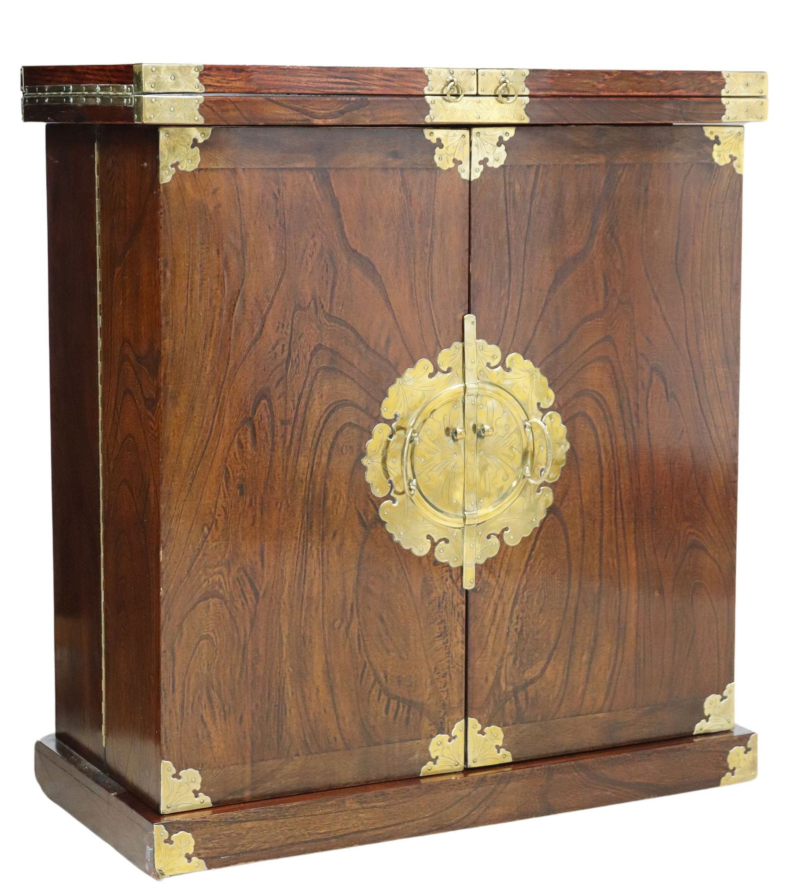 KOREAN TANTSU STYLE MARBLE-INSET ROSEWOOD DRY BAR FOLDING CABINET (1 of 6)