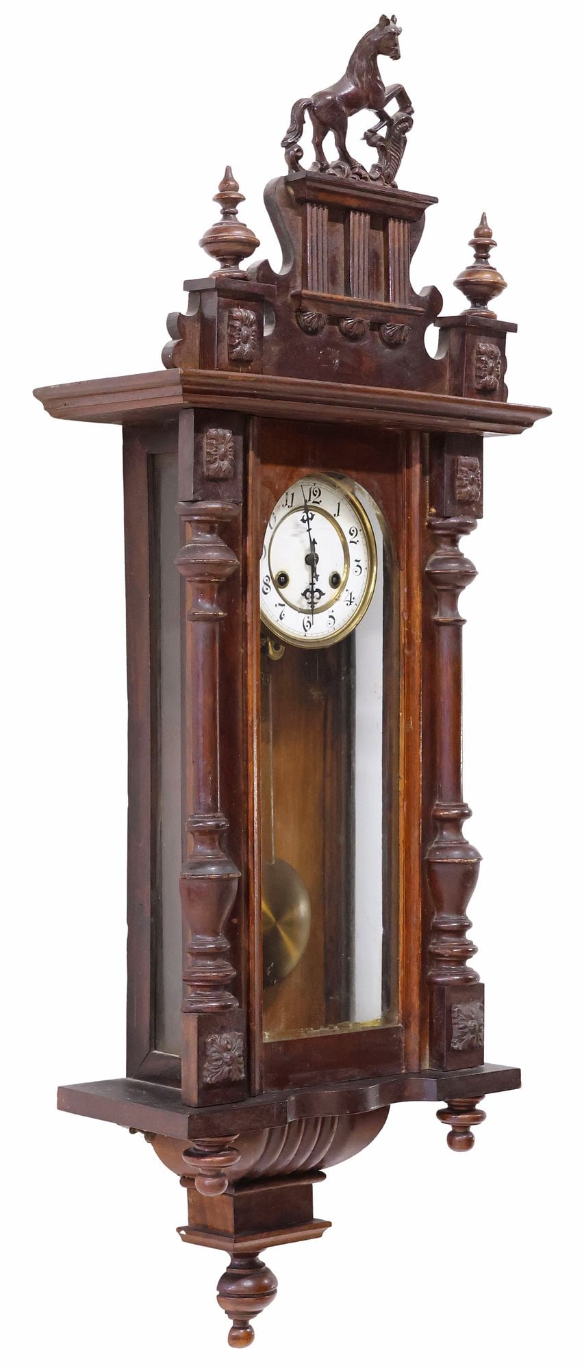 GERMAN JUNGHANS CARVED WOOD HORSE CREST REGULATOR WALL CLOCK (1 of 7)