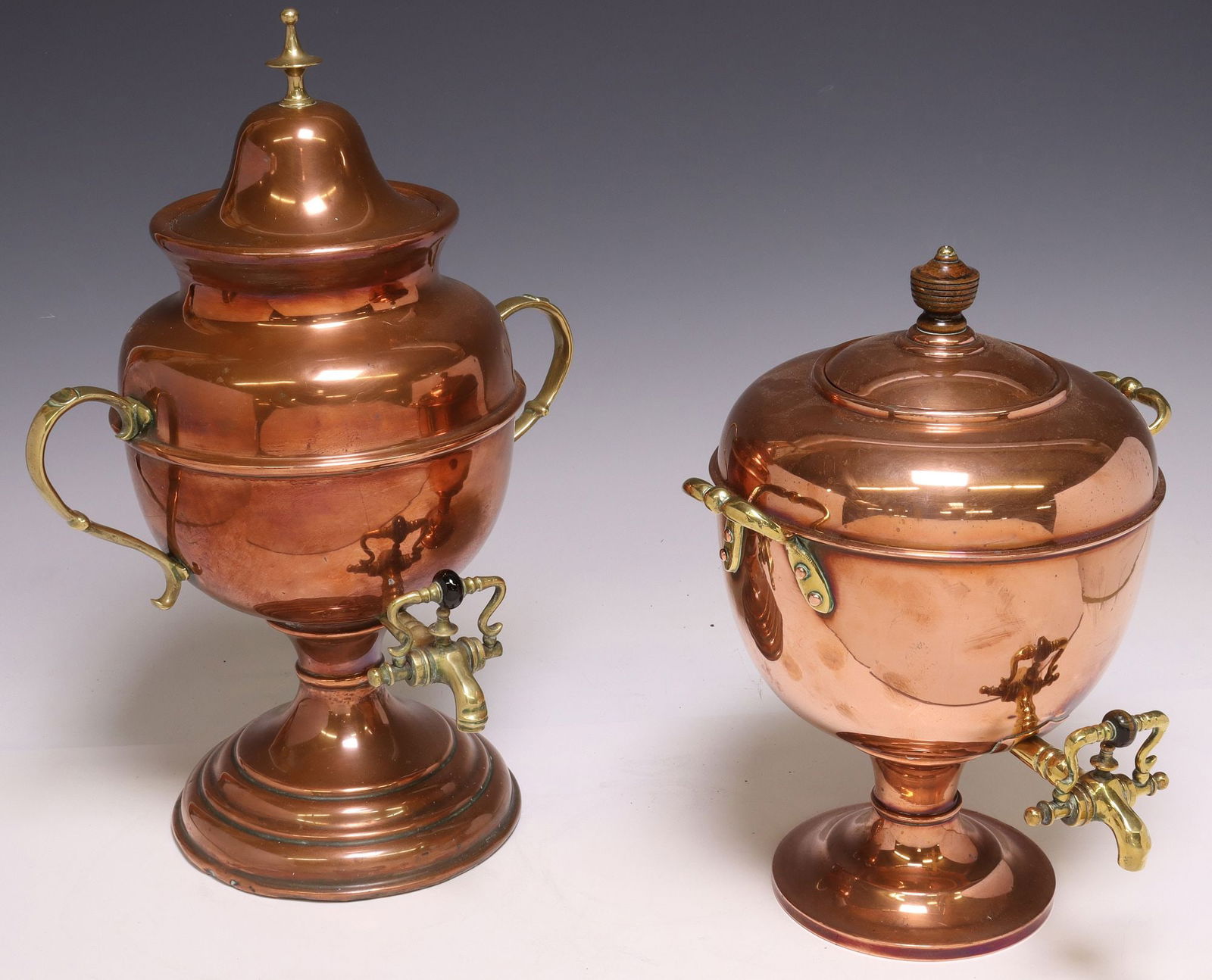 (2) ENGLISH VICTORIAN COPPER & BRASS SAMOVARS / HOT WATER URNS (1 of 8)