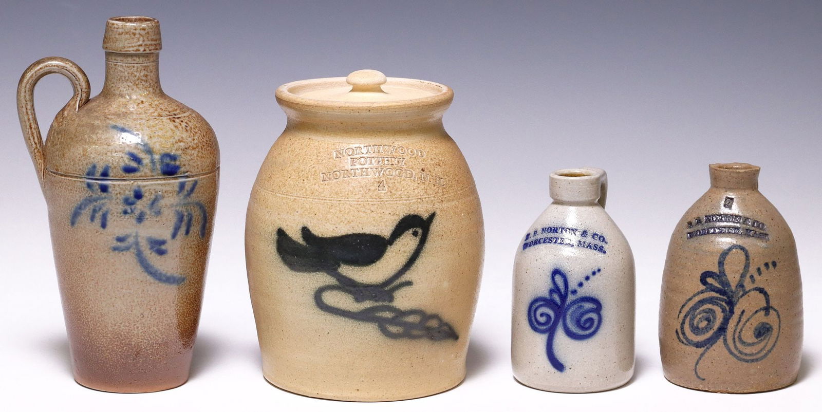 (4) AMERICAN NORTHEASTERN STONEWARE JUGS & CROCK (1 of 5)