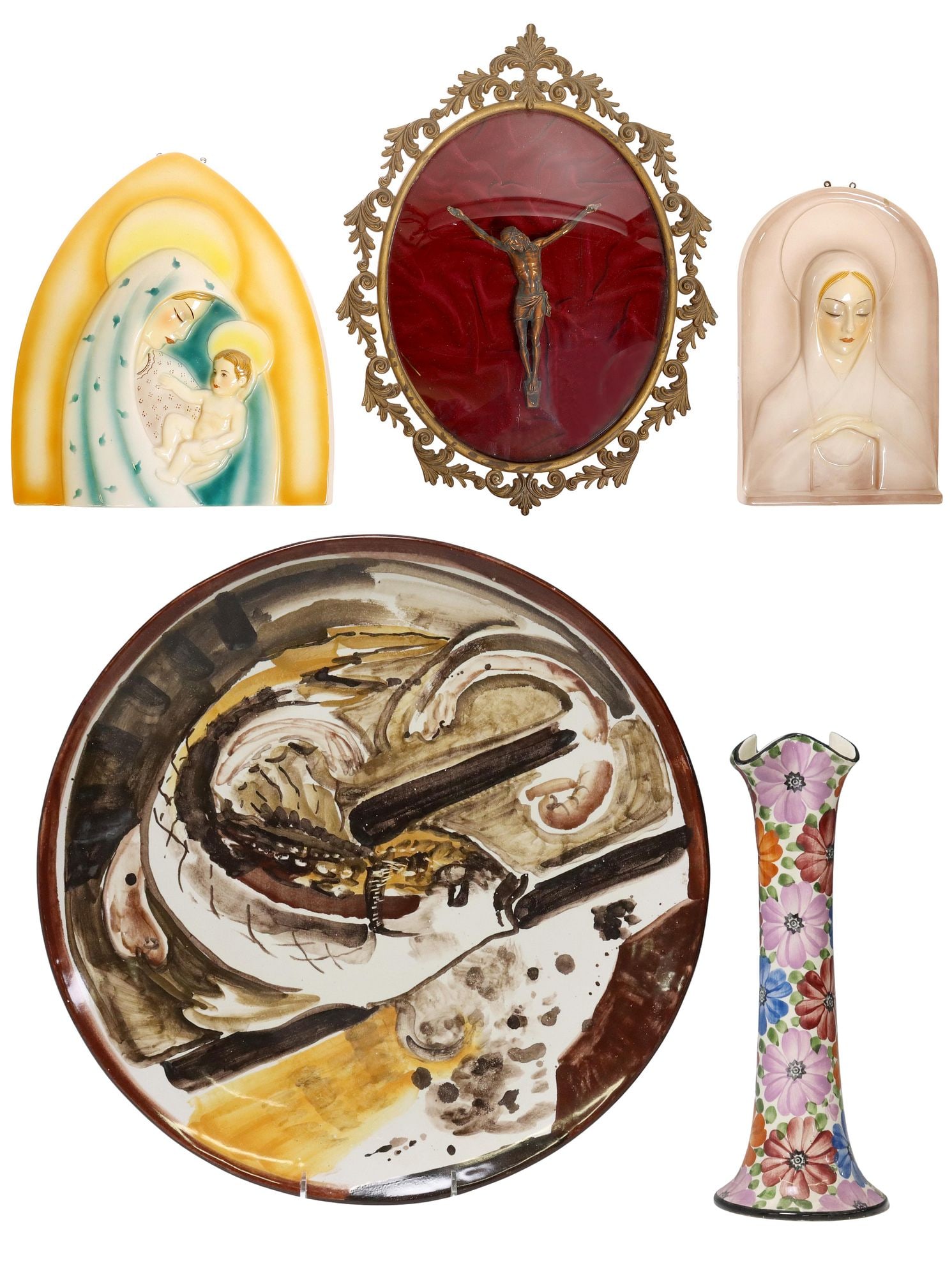(5) ITALIAN CERAMIC TABLE ARTICLES & RELIGIOUS WALL ART (1 of 7)
