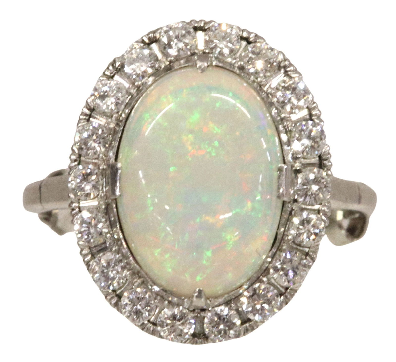 ESTATE 14KT WG 3.00CT CABOCHON OPAL & 0.50CTTW DIAMOND RING (1 of 4)