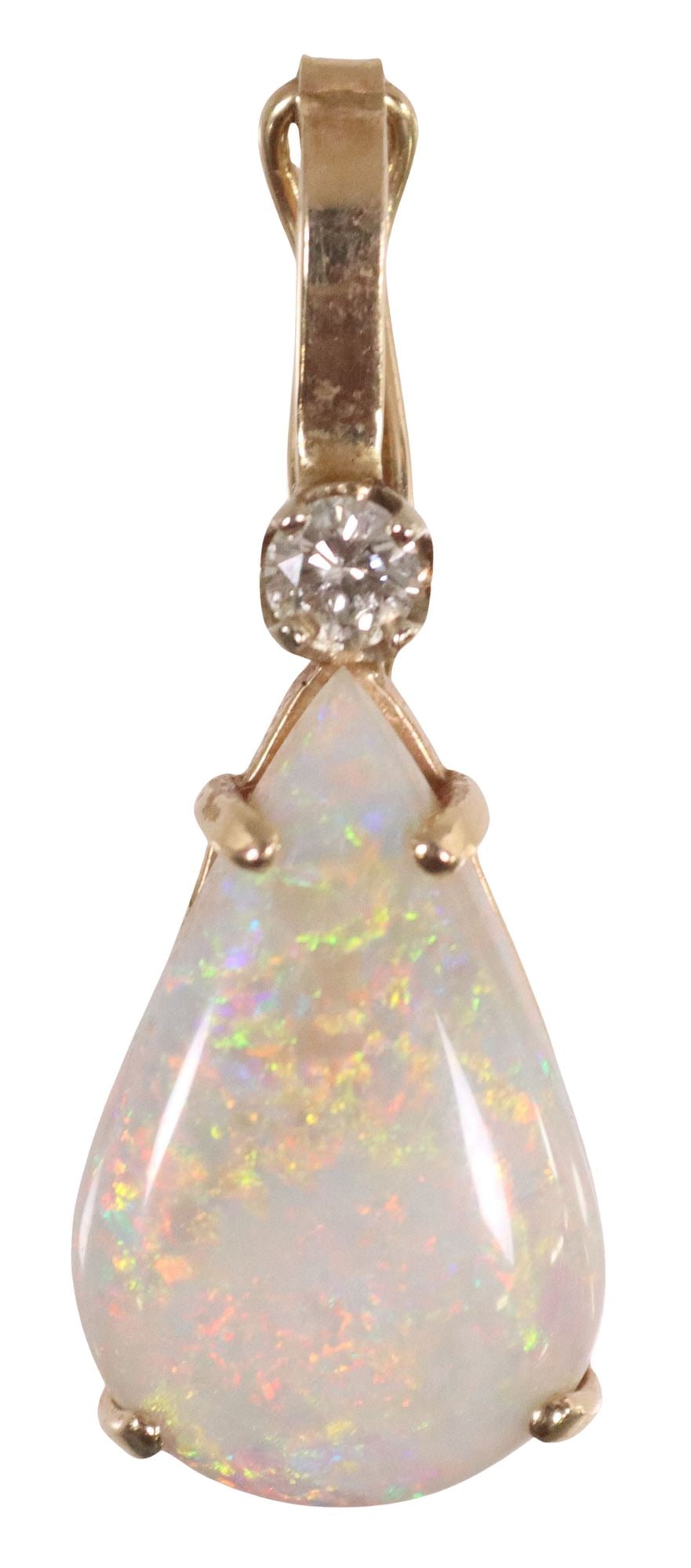ESTATE 14KT GOLD DIAMOND & PEAR-SHAPED CABOCHON OPAL ENHANCER PENDANT (1 of 3)
