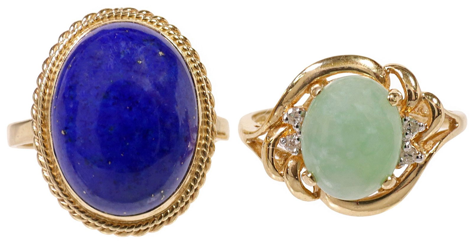 (2) ESTATE 14KT YELLOW GOLD & GEMSTONE CABOCHON RINGS (1 of 6)
