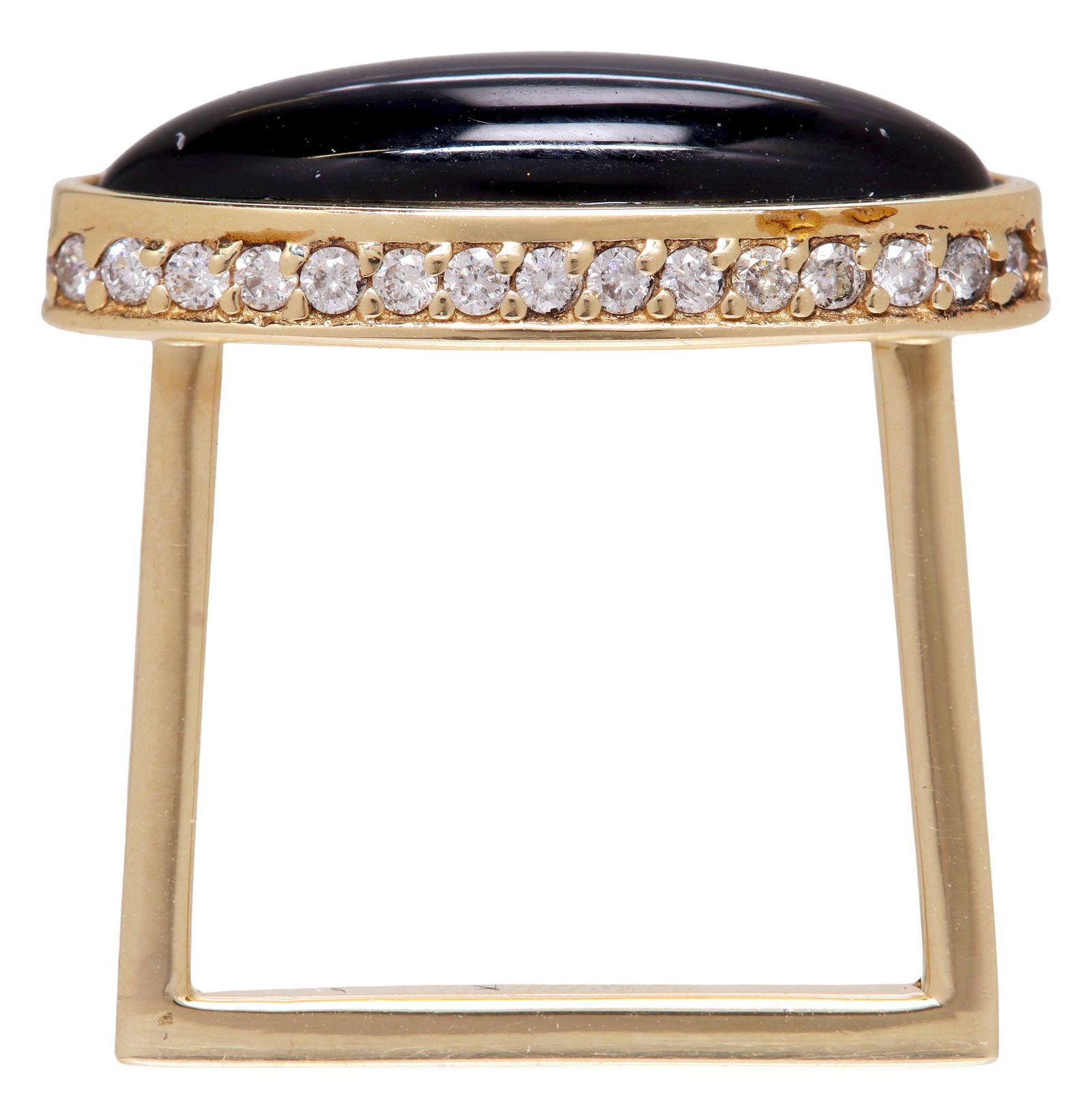 DRU BY THEA MILLER 14KT GOLD BLACK ONYX & DIAMOND HALO SIGNET RING (1 of 7)