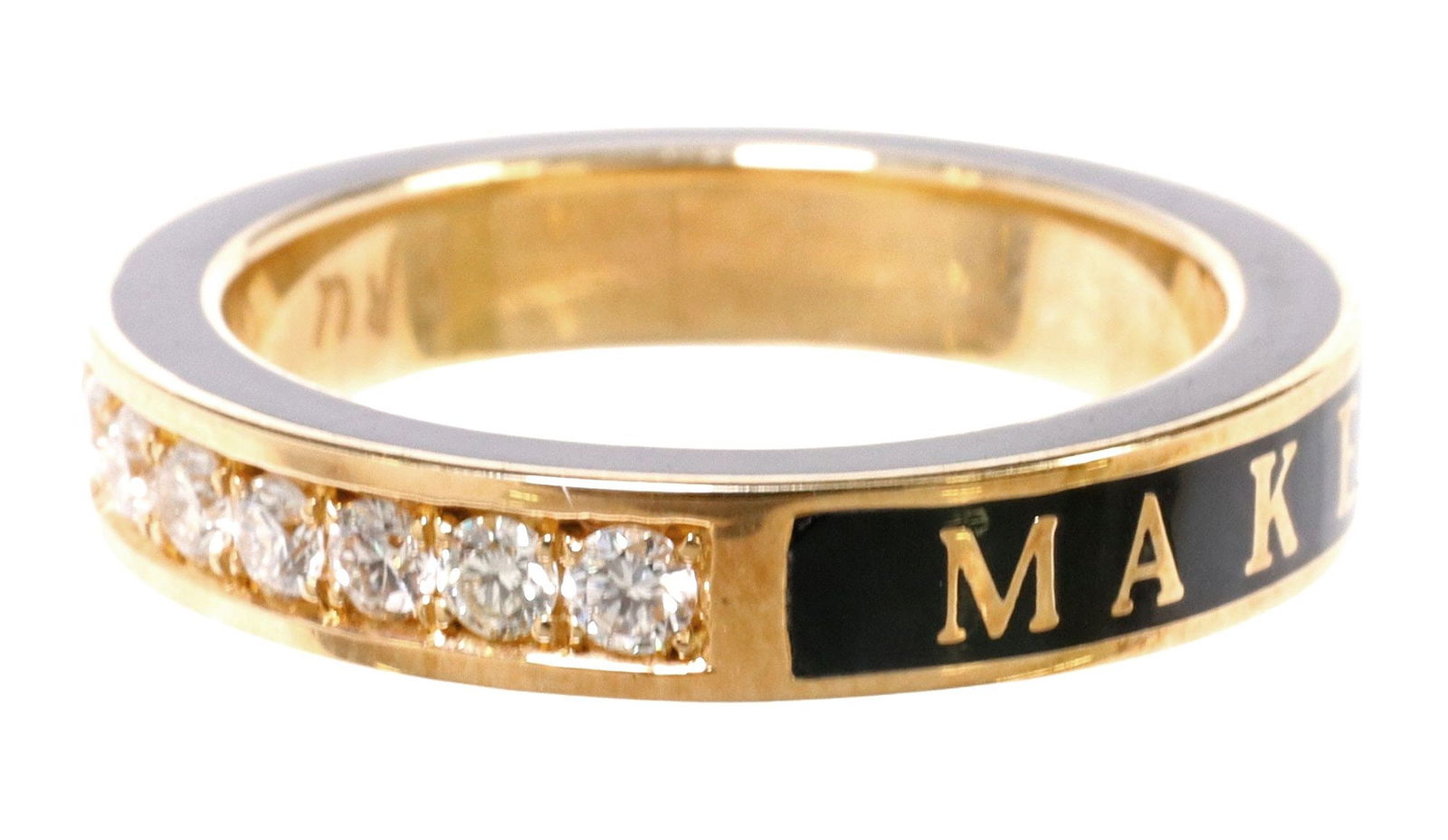 DRU BY THEA MILLER 14KT YG 0.51CTTW DIAMOND & BLACK ENAMEL MAKE A WISH RING (1 of 7)