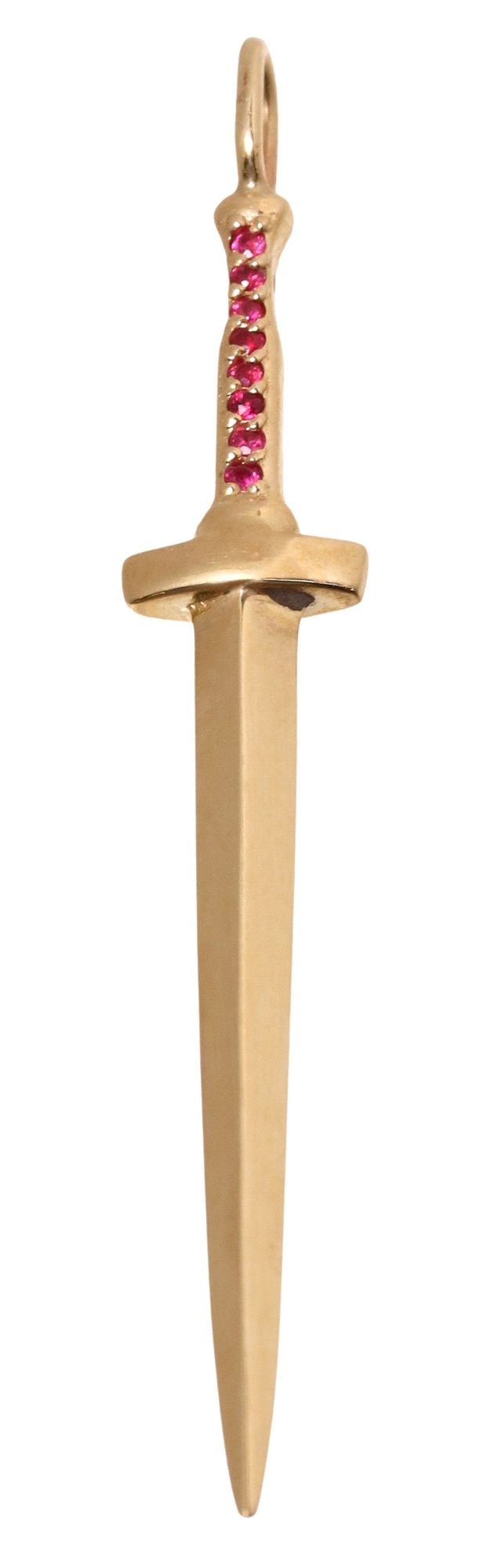 DRU BY THEA MILLER 14KT GOLD & RUBY LARGE DAGGER PENDANT (1 of 2)