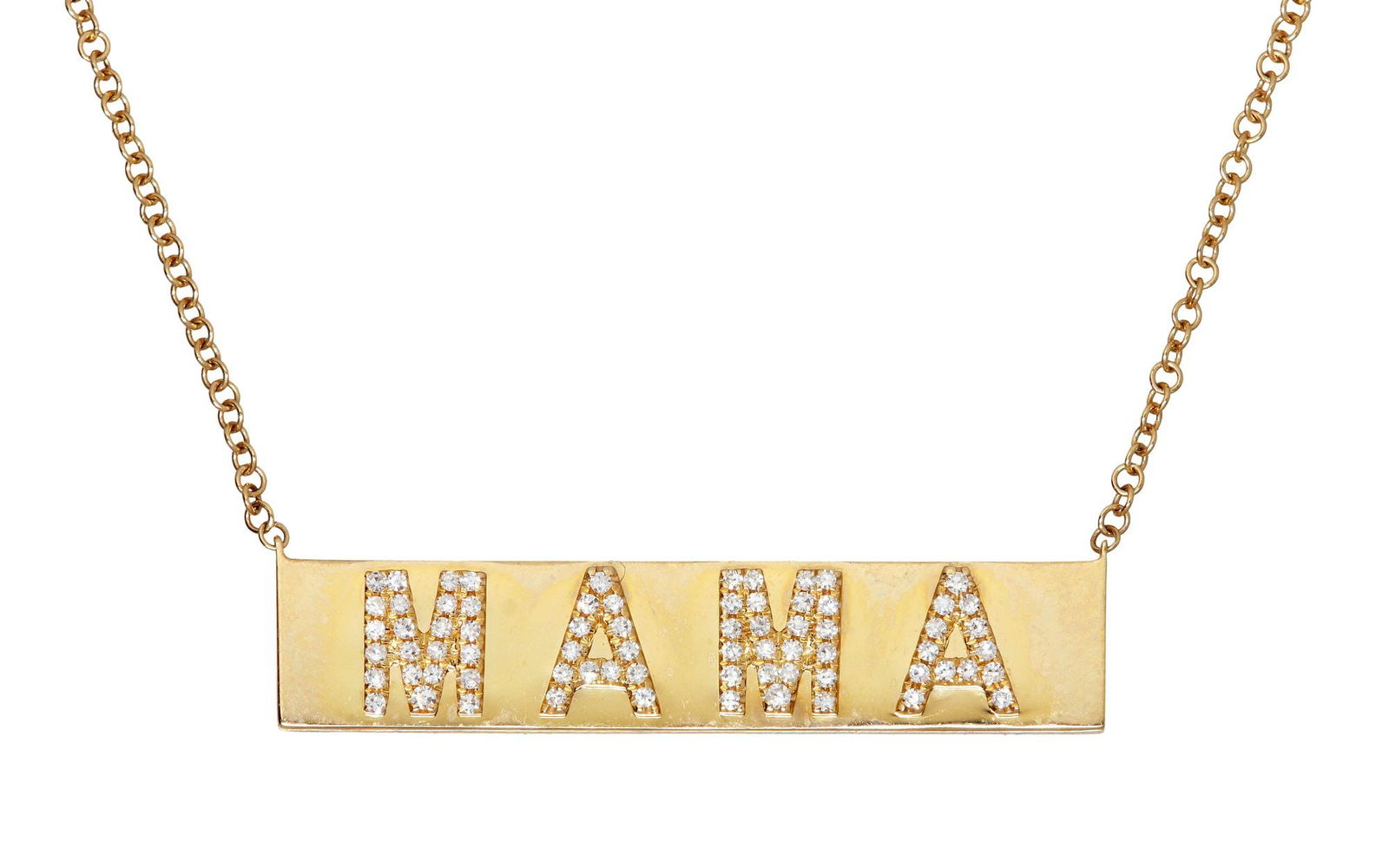 ESTATE 14KT GOLD & DIAMOND NAMEPLATE MAMA NECKLACE (1 of 6)