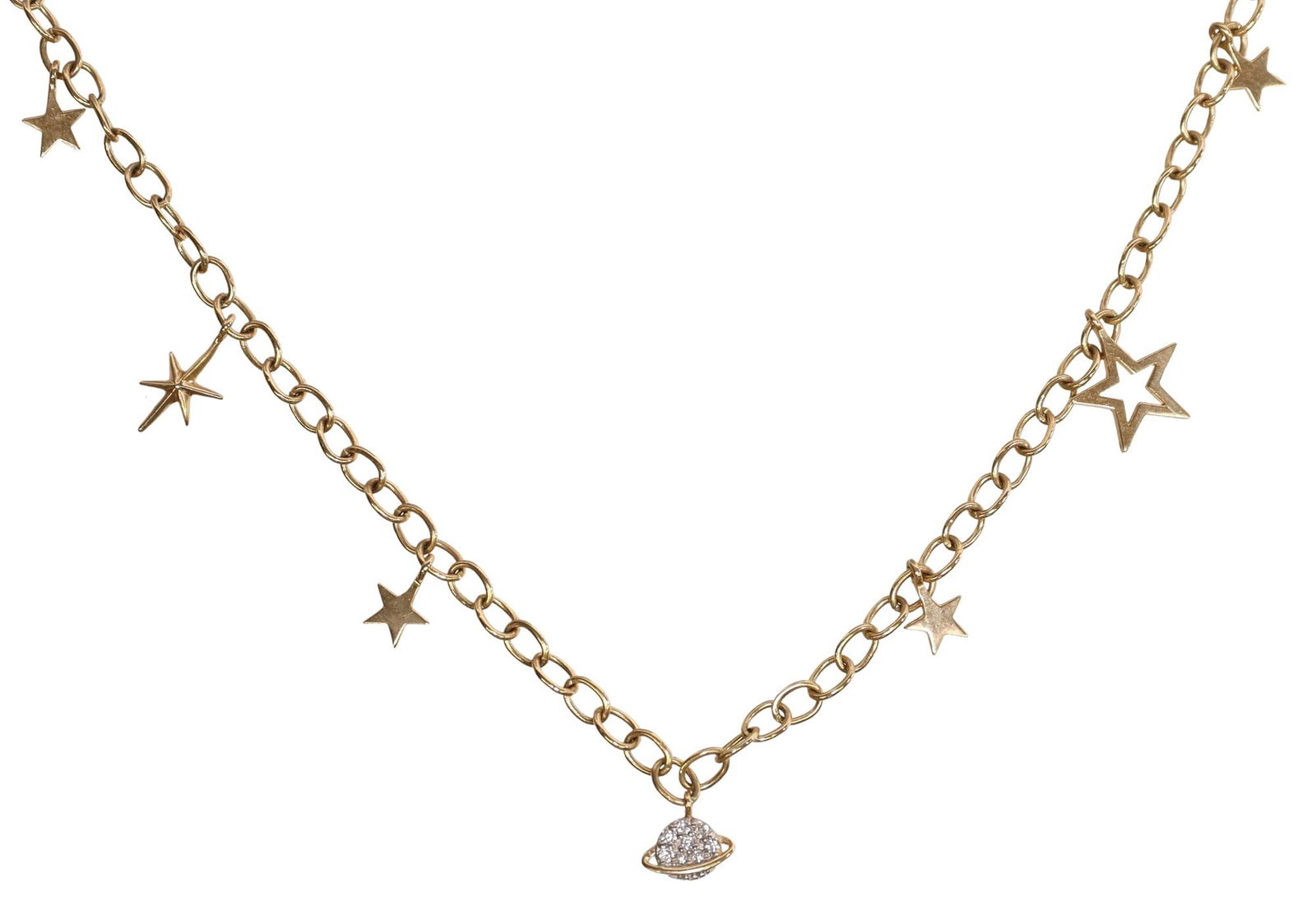 ESTATE STEVIE WREN 14KT GOLD & DIAMOND CELESTIAL CHARM NECKLACE (1 of 6)