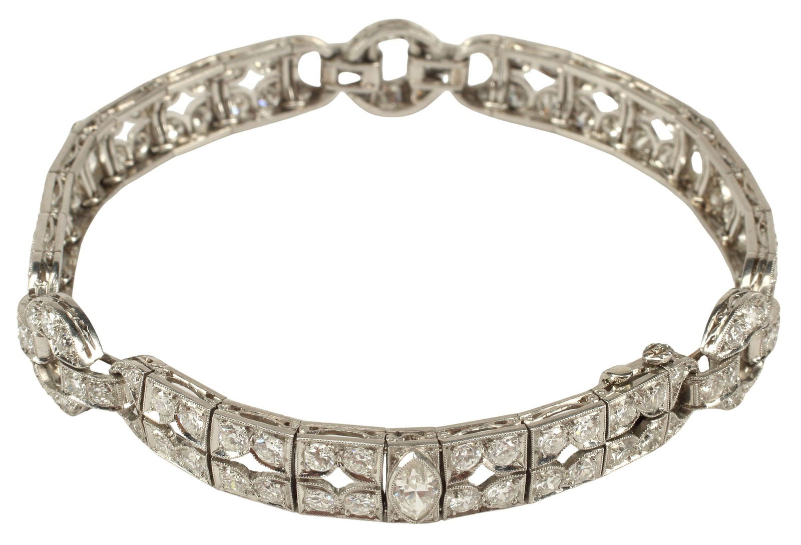 ESTATE ART DECO PLATINUM & 5.50CTTW DIAMOND LINK BRACELET (1 of 3)