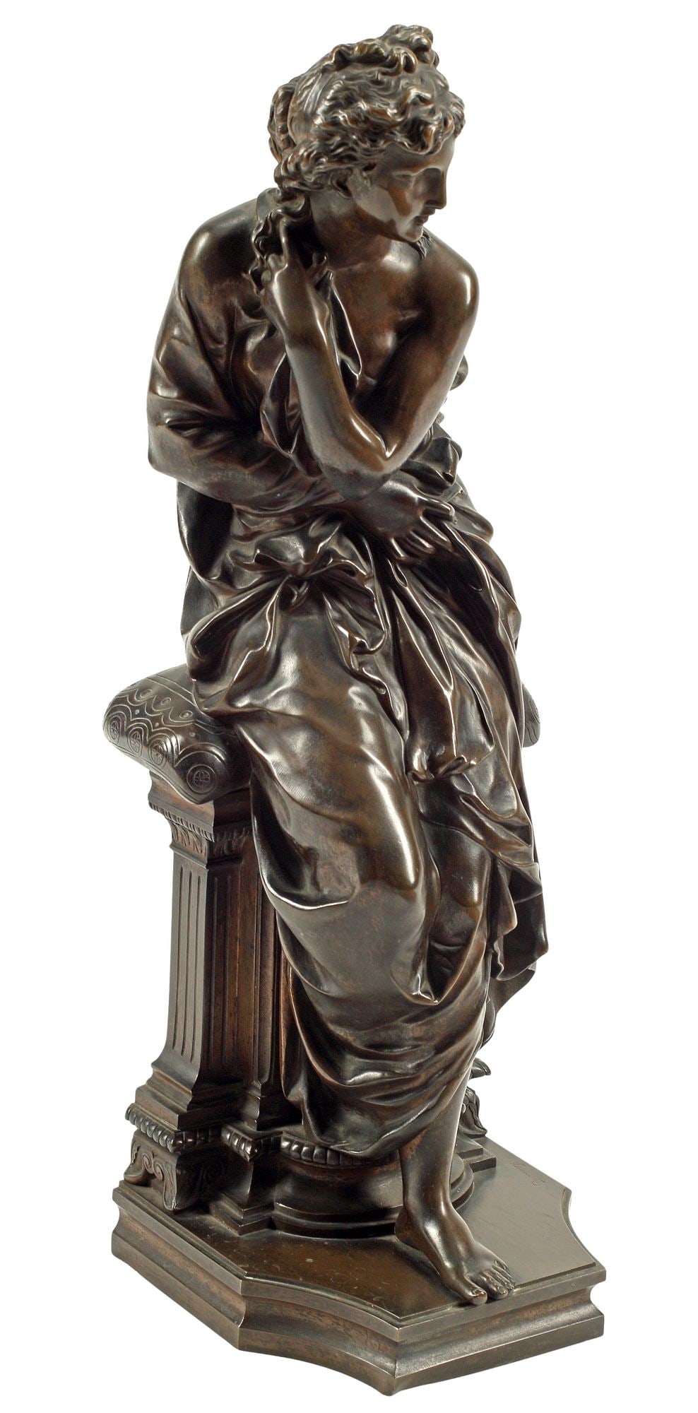 AFTER ETIENNE HENRI DUMAIGE (D.1888) BRONZE SCULPTURE CLASSICAL MUSE (1 of 6)