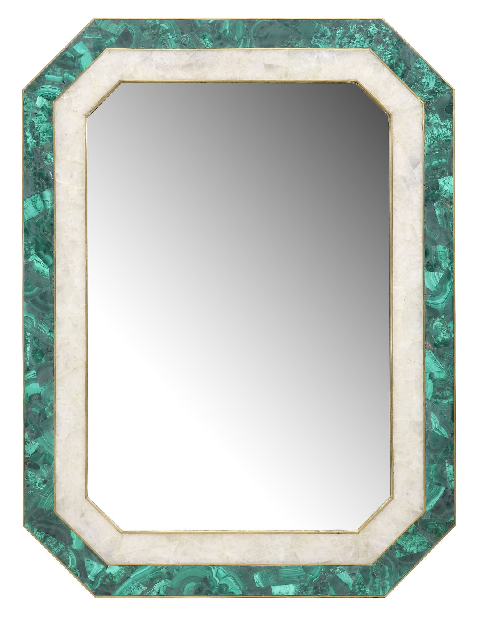 CONTEMPORARY MALACHITE & ROCK CRYSTAL TILED WALL MIRROR (1 of 4)