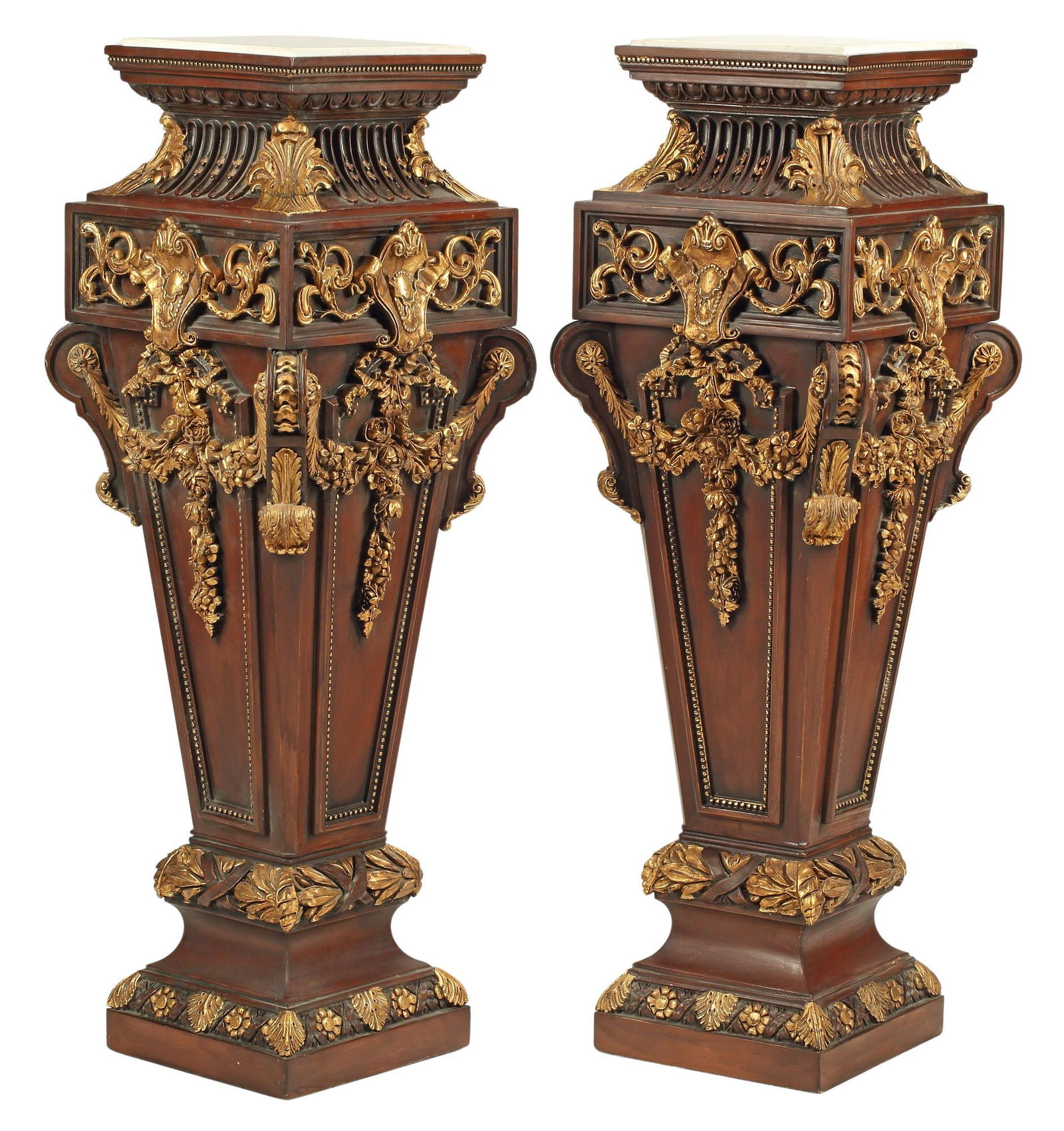 (2)Â NEOCLASSICAL STYLE MARBLE-TOP PARCEL-GILT PAINTED PEDESTALS (1 of 5)