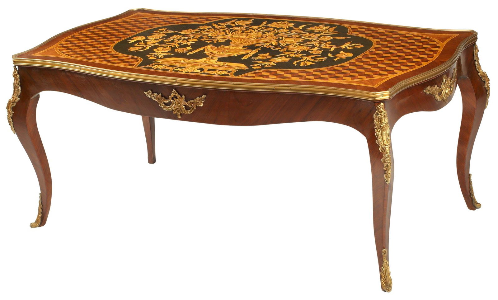 LOUIS XV STYLE ORMOLU-MOUNTED INLAID COFFEE TABLE (1 of 4)