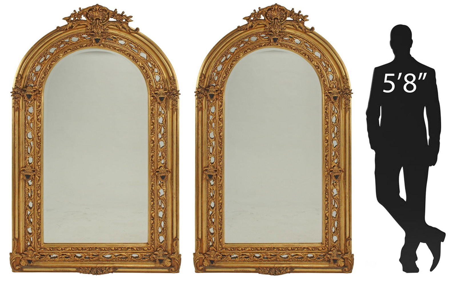 (2) LARGE REGENCE STYLE GILT CUSHION WALL MIRRORS, 76"H (1 of 5)