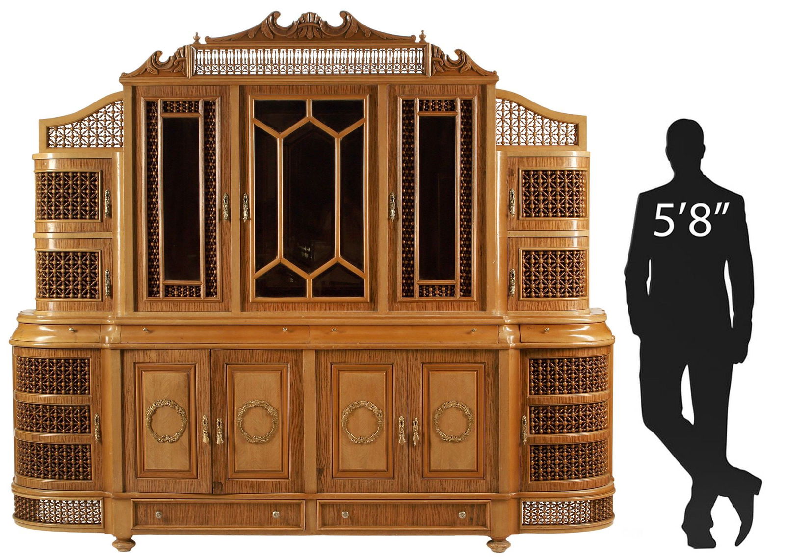 MONUMENTAL MOORISH-STYLE SPINDLED BUFFET / DISPLAY CABINET (1 of 6)