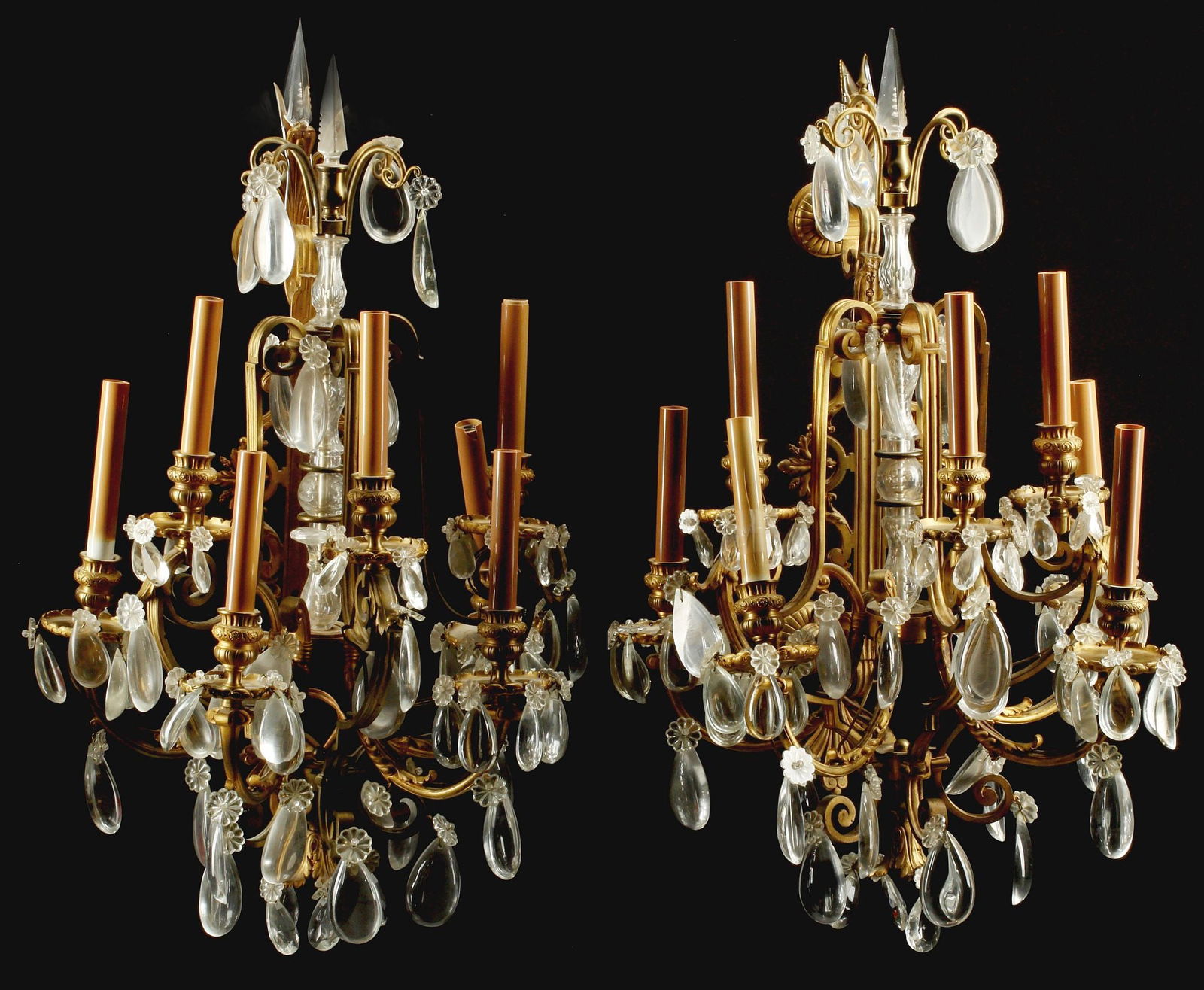 (2) FRENCH ORMOLU  & CRYSTAL 7-LIGHT WALL SCONCES (1 of 4)