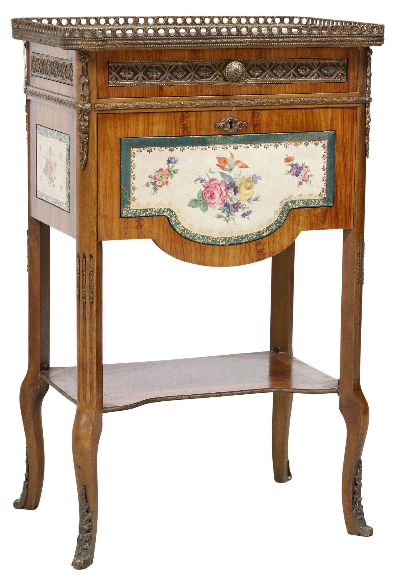 FRENCH LOUIS XV STYLE PORCELAIN-MOUNTED NIGHTSTAND (1 of 6)