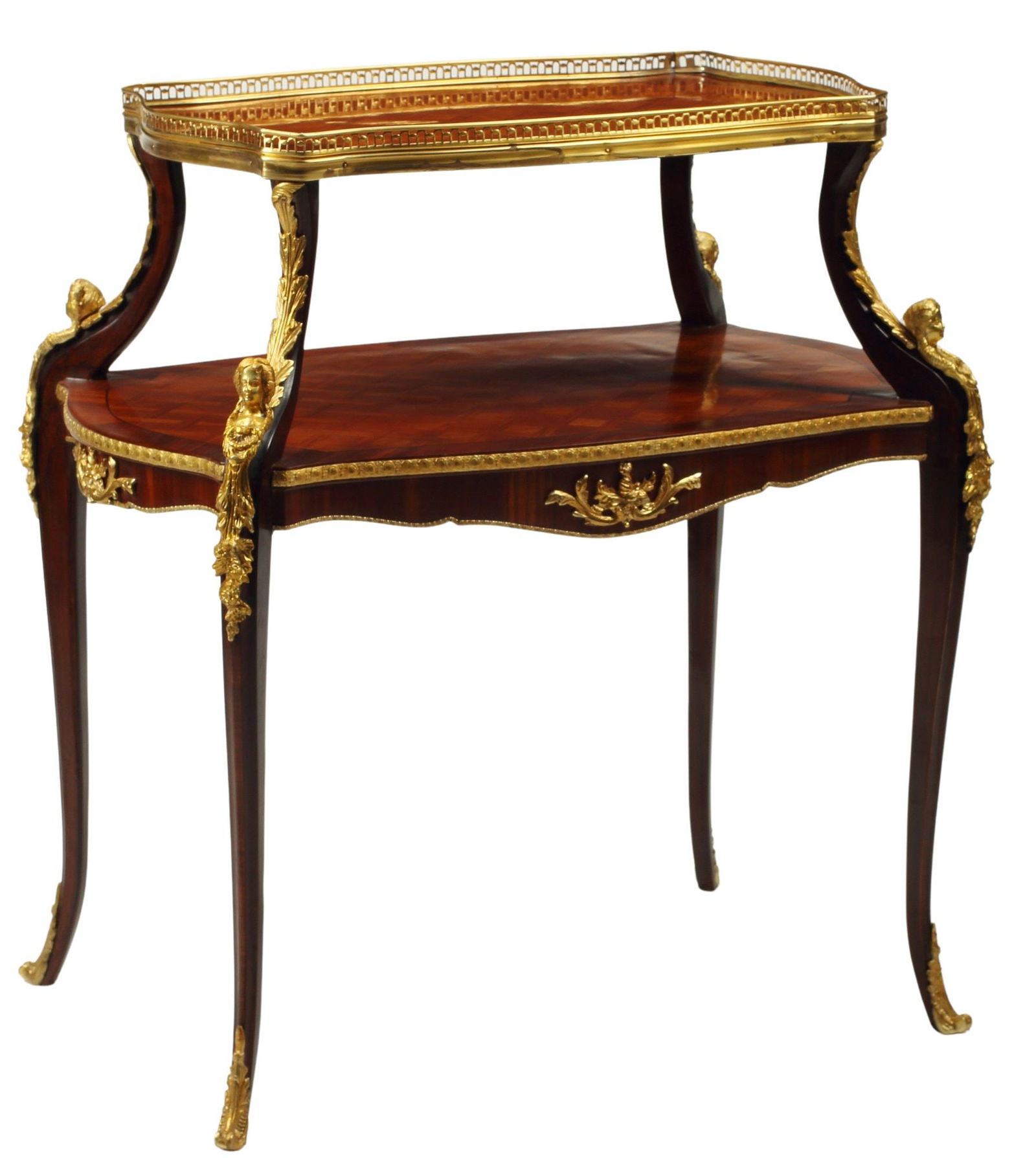 LOUIS XVI STYLE ORMOLU-MOUNTED PARQUETRY TEA TABLE (1 of 4)
