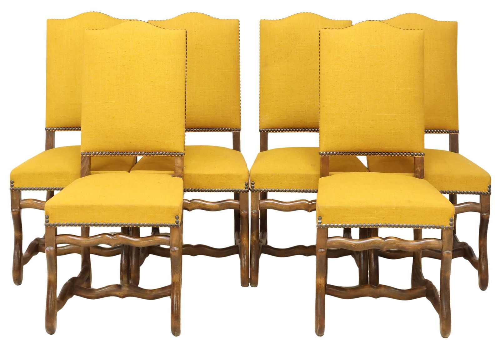 (6) FRENCH LOUIS XIV STYLE UPHOLSTERED OAK HIGHBACK CHAIRS (1 of 3)