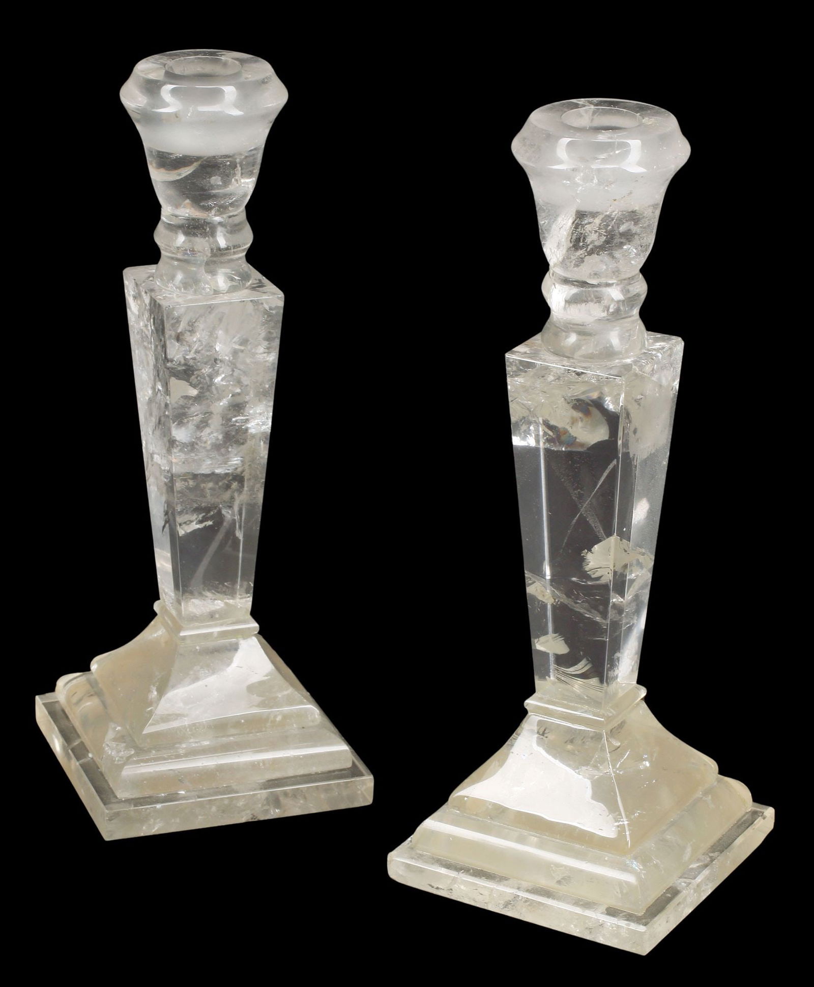 (2) ROCK CRYSTAL CANDLESTICKS (1 of 4)