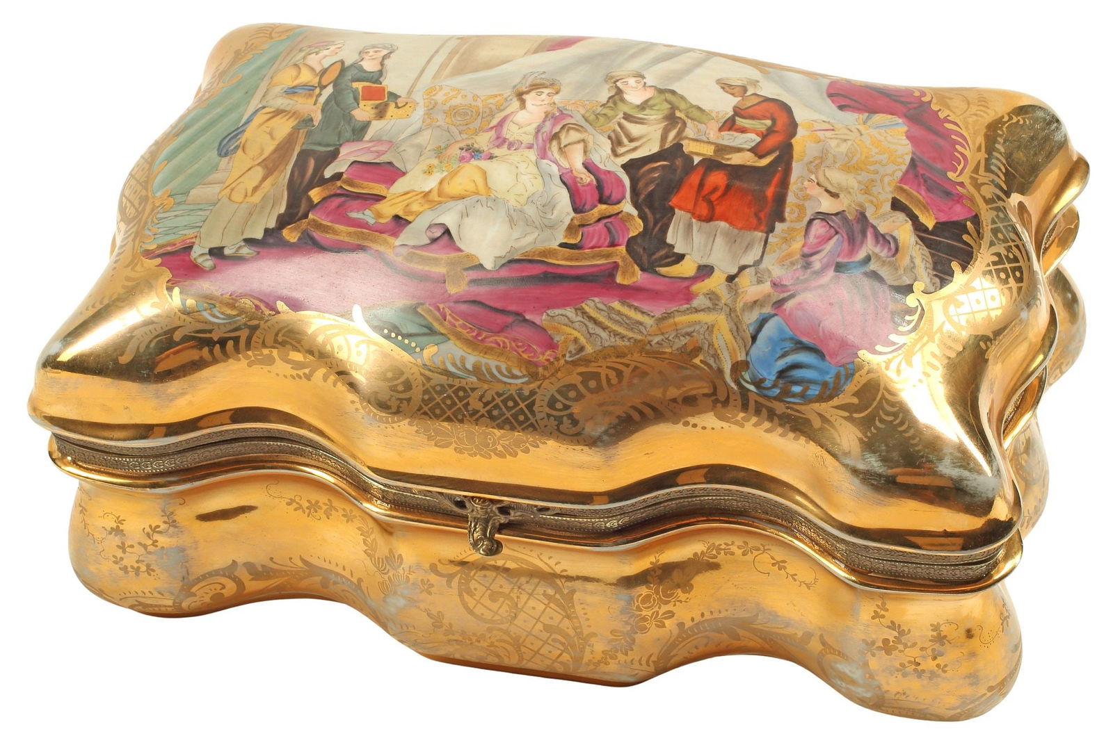 VIENNA-STYLE PARCEL-GILT PORCELAIN TABLE BOX (1 of 5)