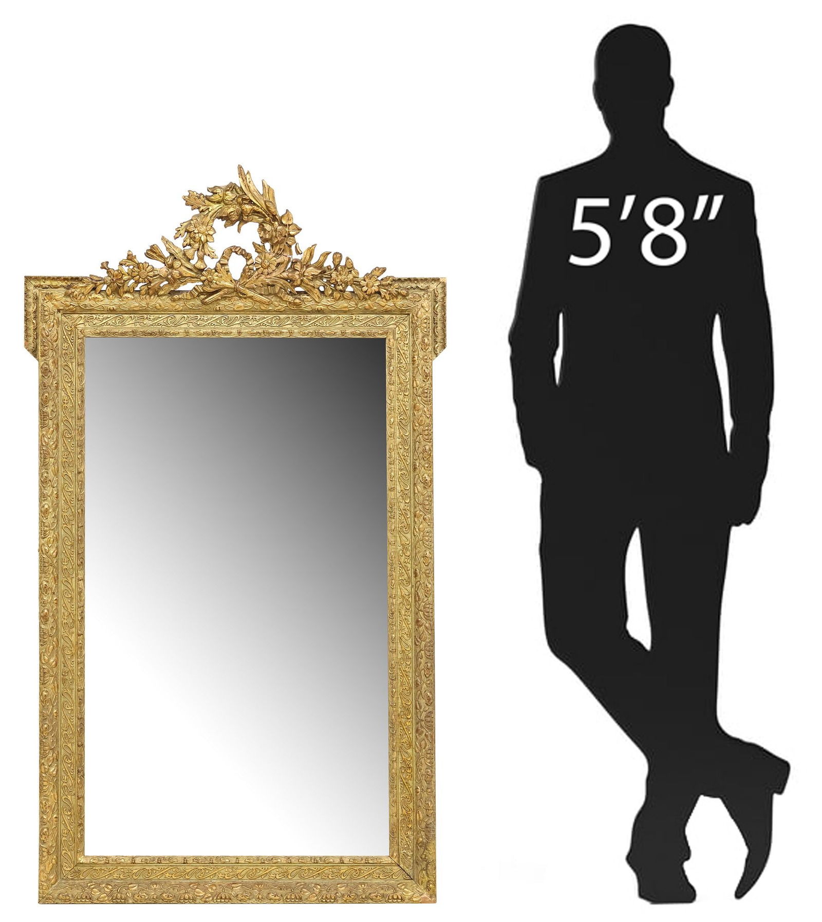 FRENCH LOUIS XVI STYLE GILT PAINTED BEVELED WALL MIRROR (1 of 4)