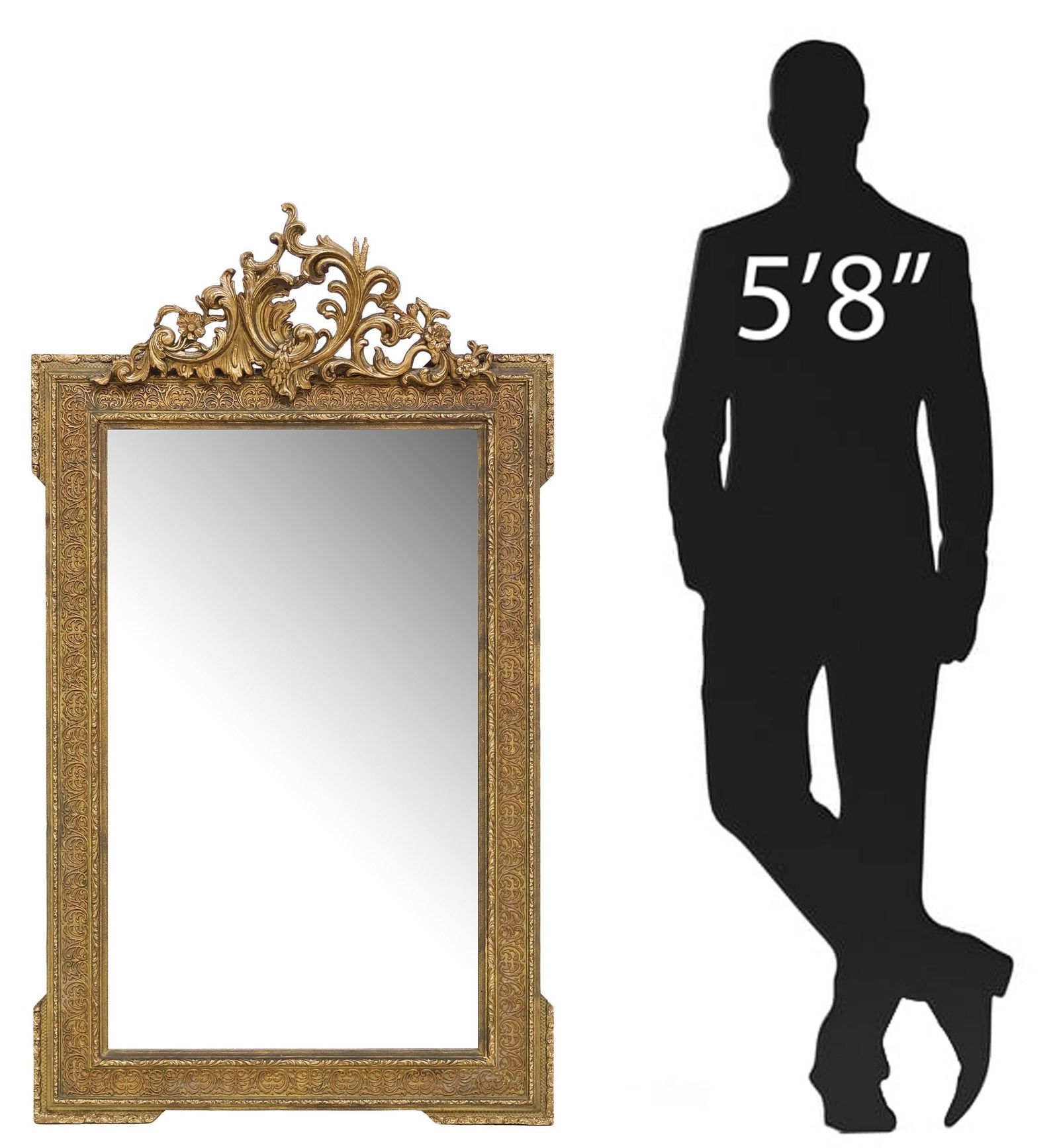 FRENCH LOUIS XVI STYLE GILT PAINTED WALL MIRROR (1 of 4)