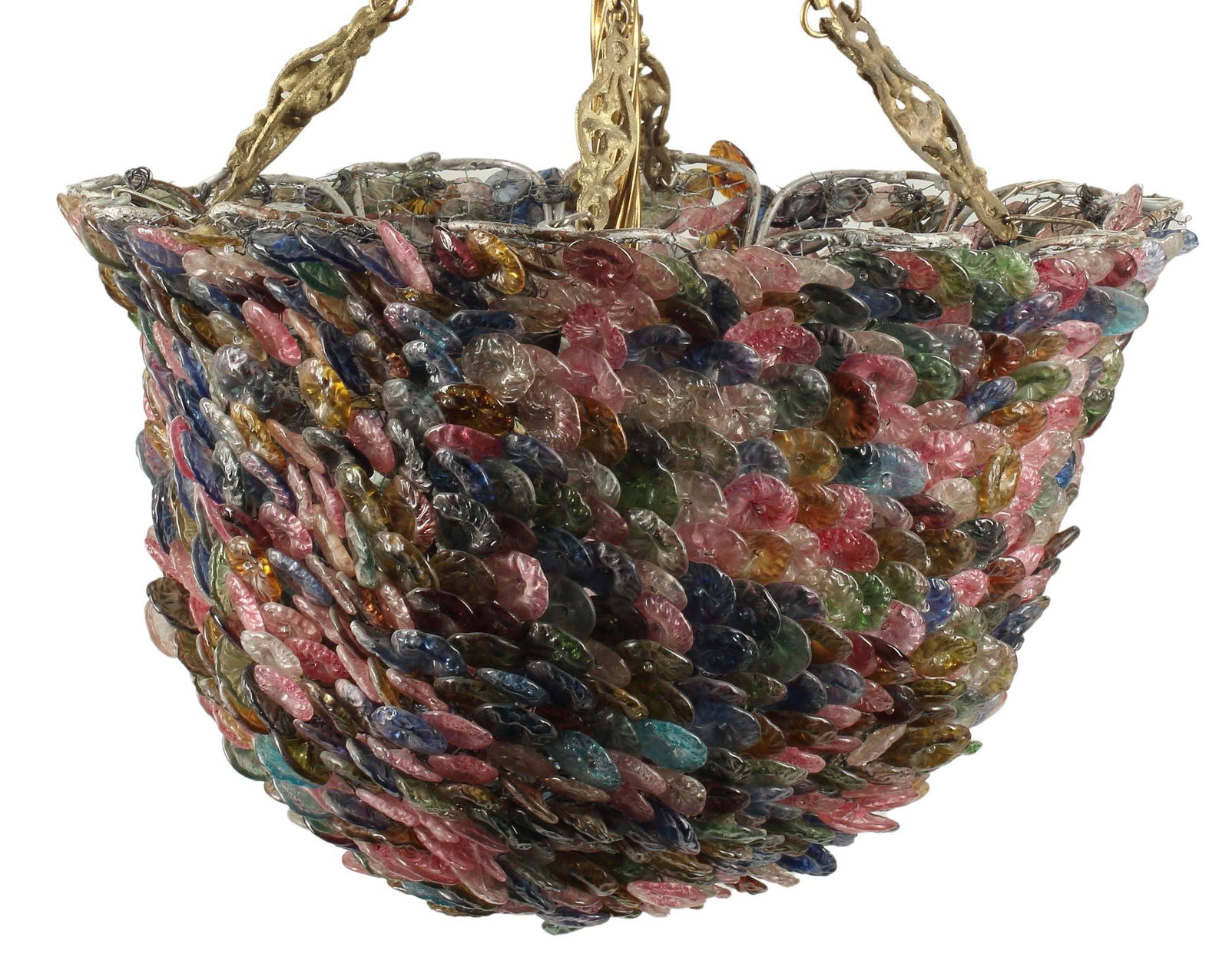 ORMOLU & COLORED CRYSTAL DISCS HANGING CEILING LIGHT (1 of 5)