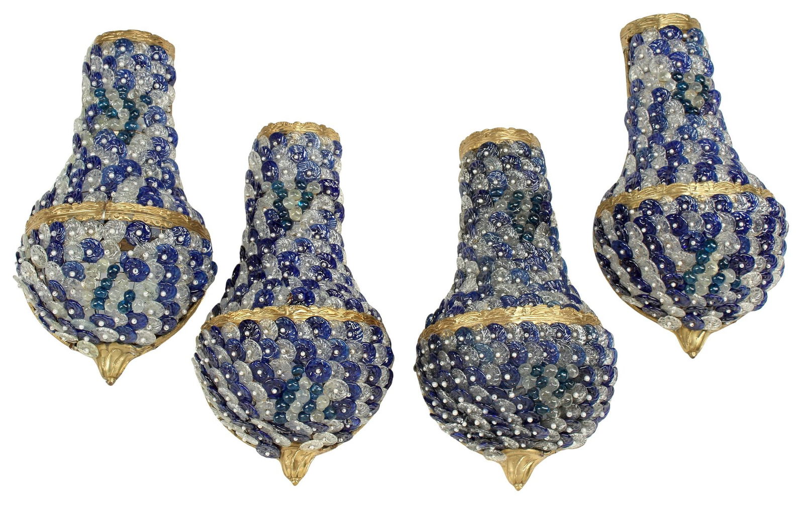 (4) ORMOLU & ART GLASS ROSETTE WALL SCONCES / APPLIQUES (1 of 4)