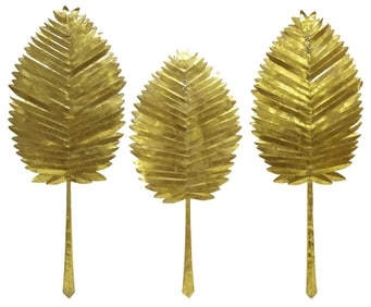 (3) LARGE CONTEMPORARY GILT METAL PALM FROND WALL ORNAMENTS