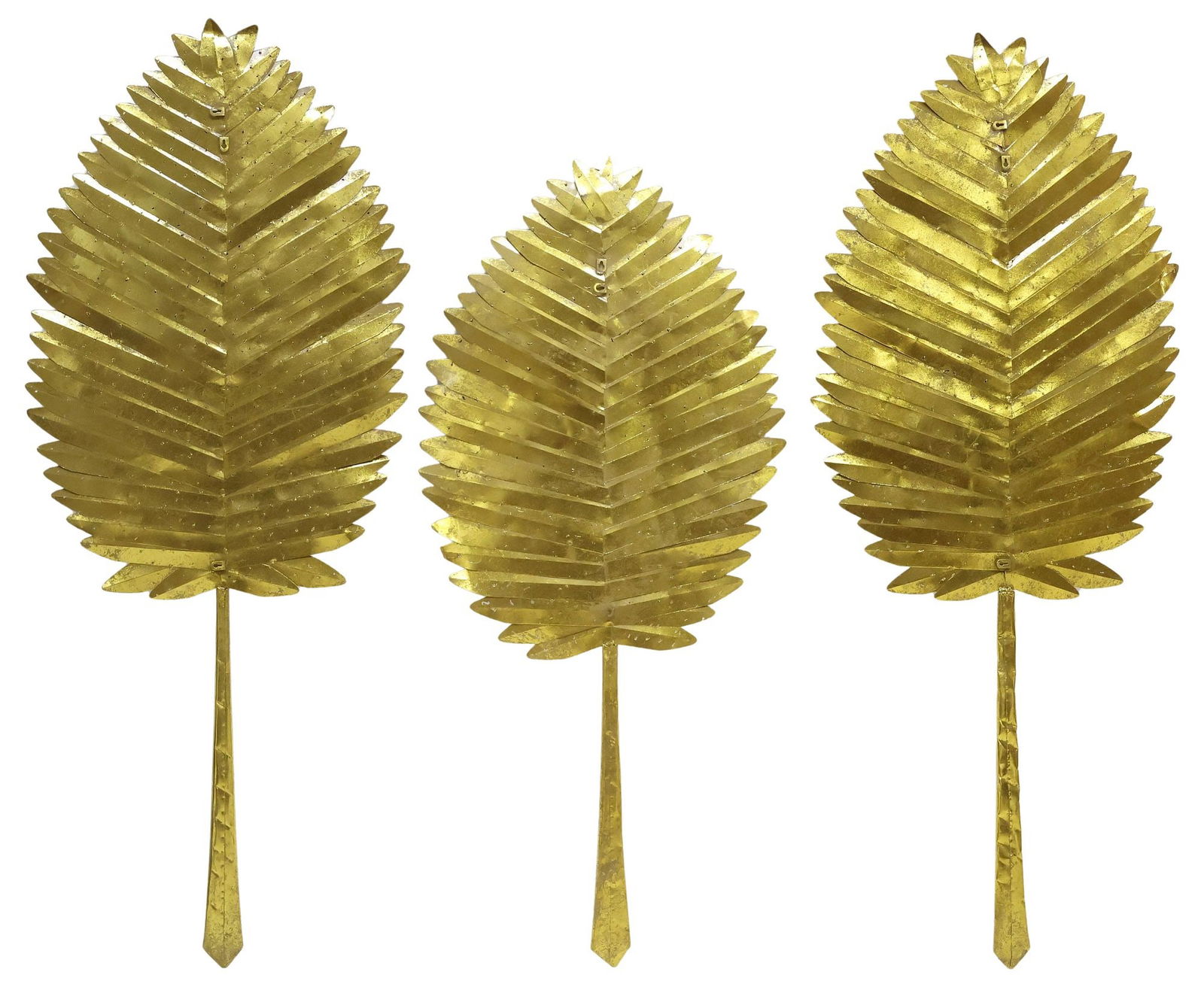 (3) LARGE CONTEMPORARY GILT METAL PALM FROND WALL ORNAMENTS (1 of 4)