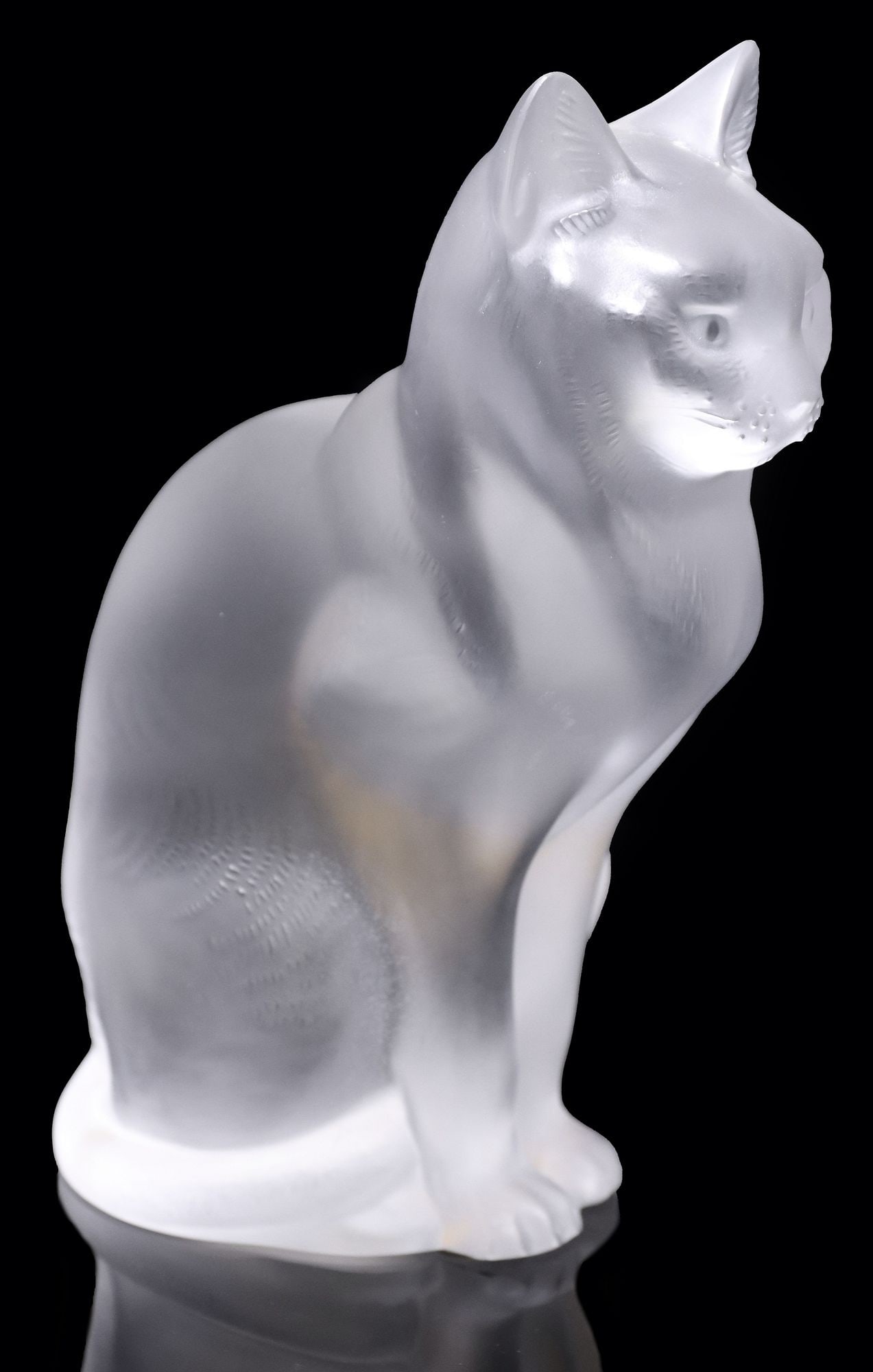 FRENCH LALIQUE FROSTED GLASS 'CHAT ASSIS' SITTING CAT FIGURE (1 of 7)