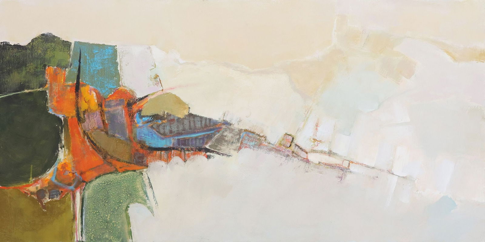 HELEN VAN BUREN (1920-2003) TEXAS FEMALE ARTIST ABSTRACT, 24" X 48" (1 of 3)