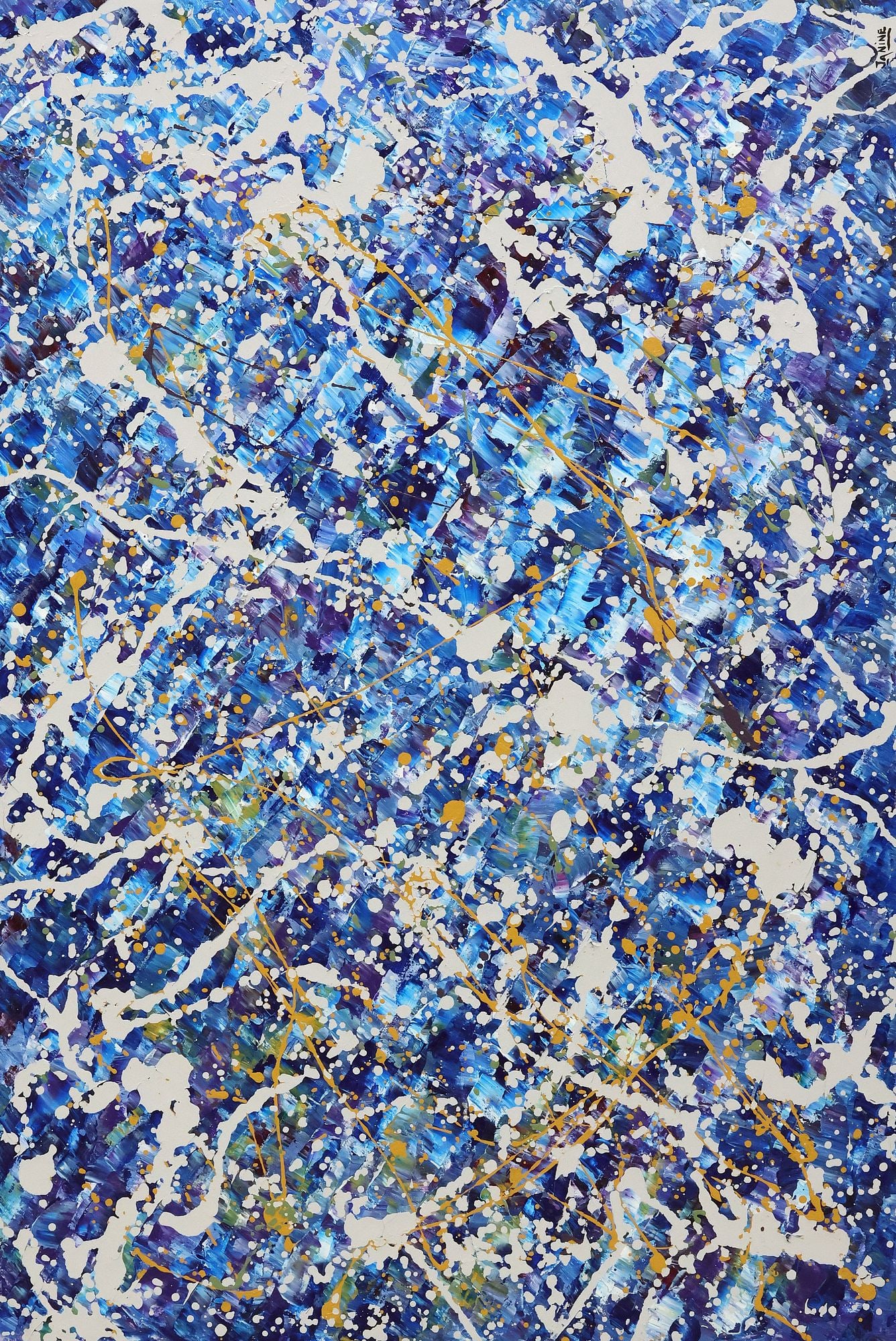 JANINE DUPONT (CANADA, B.1962) ABSTRACT DRIP PAINTING, 'RIVER OF PEARL' (1 of 6)