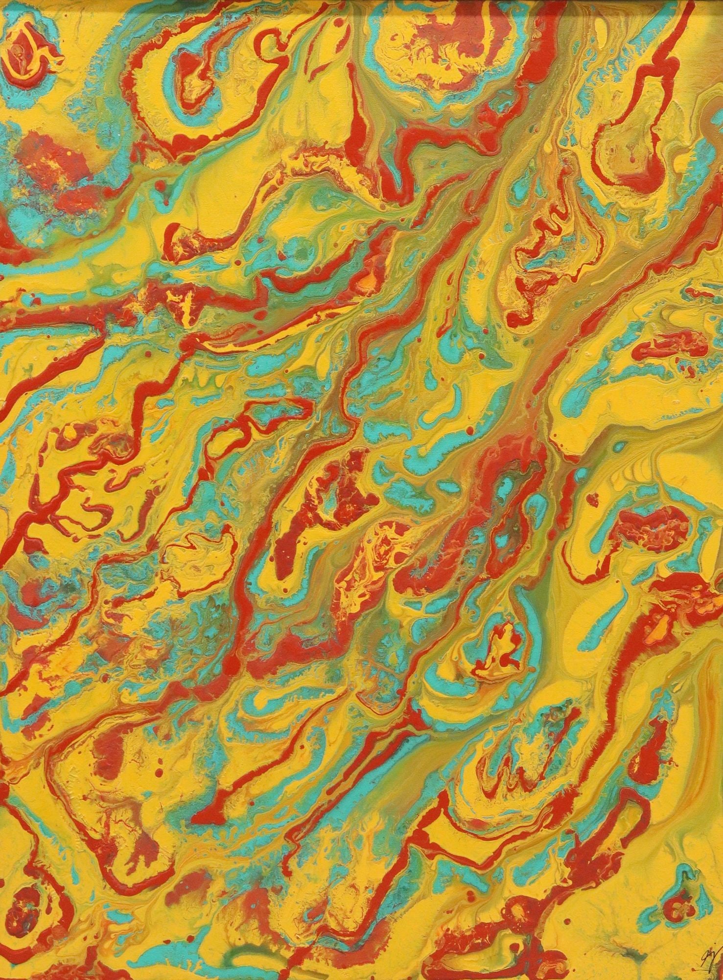 ELAINE JOSEPH (20TH C.) ABSTRACT PAINTING 'DELTA DAWN' 40" X 30" (1 of 5)