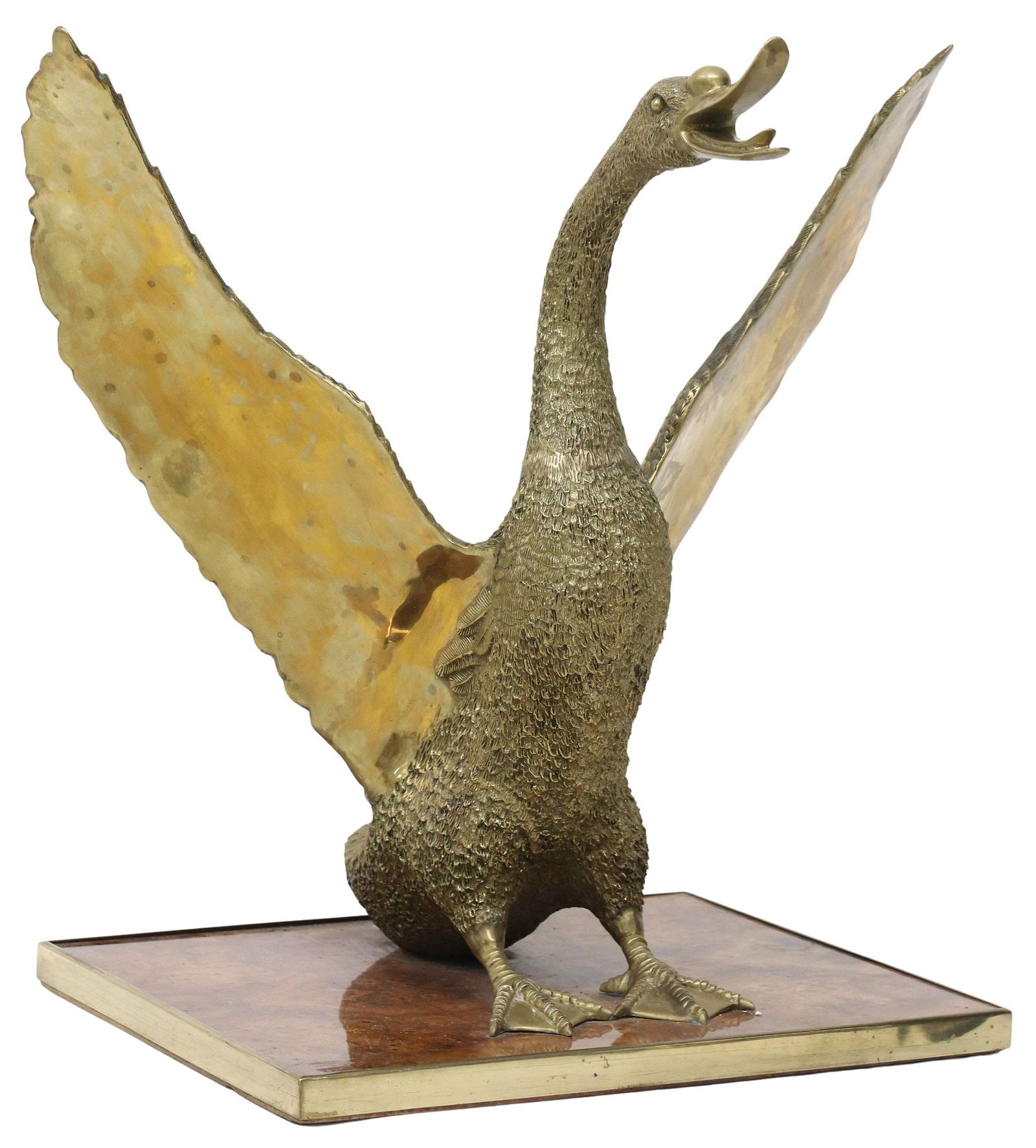 VINTAGE BRONZE GOOSE TAKING FLIGHT SCULPTURAL TABLE BASE (1 of 7)