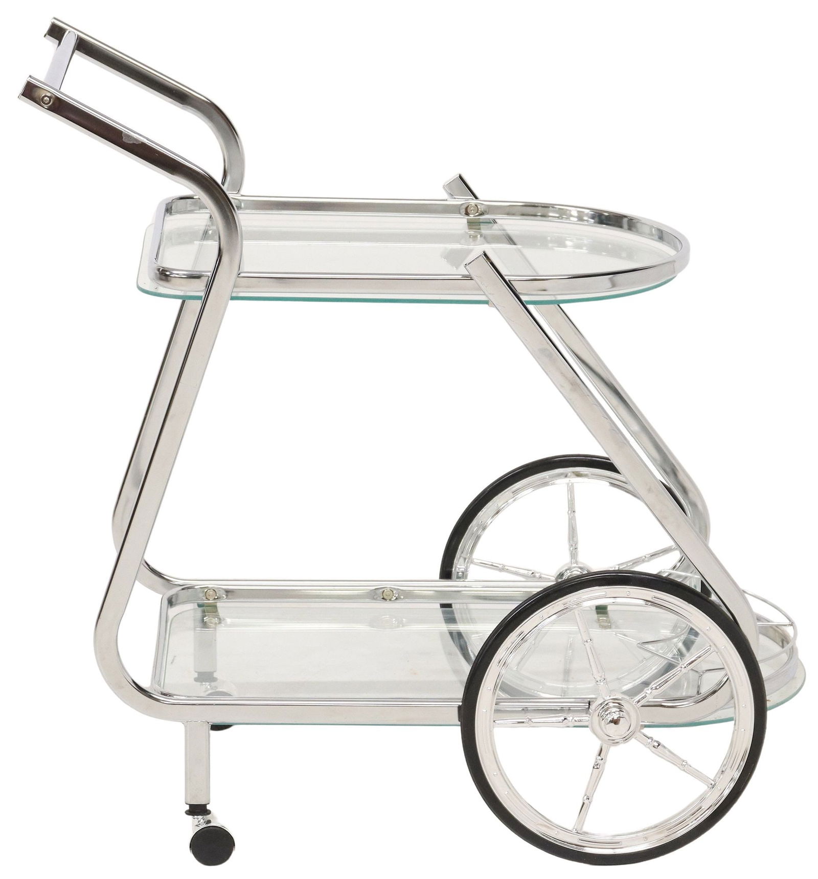 MODERN CHROMED STEEL & GLASS TWO-TIER SERVICE CART (1 of 4)
