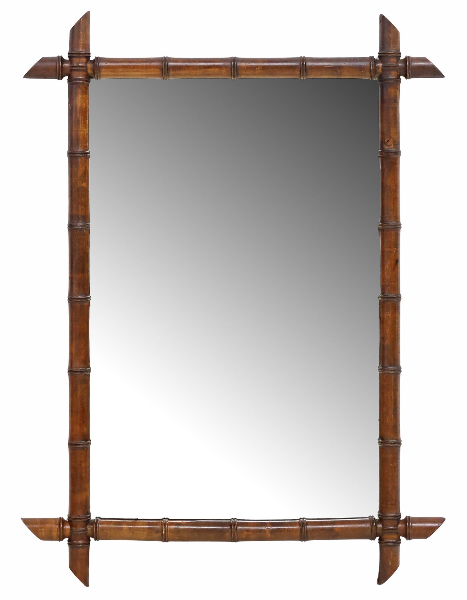 FRENCH TURNED WOOD FAUX BAMBOO WALL MIRROR (1 of 3)