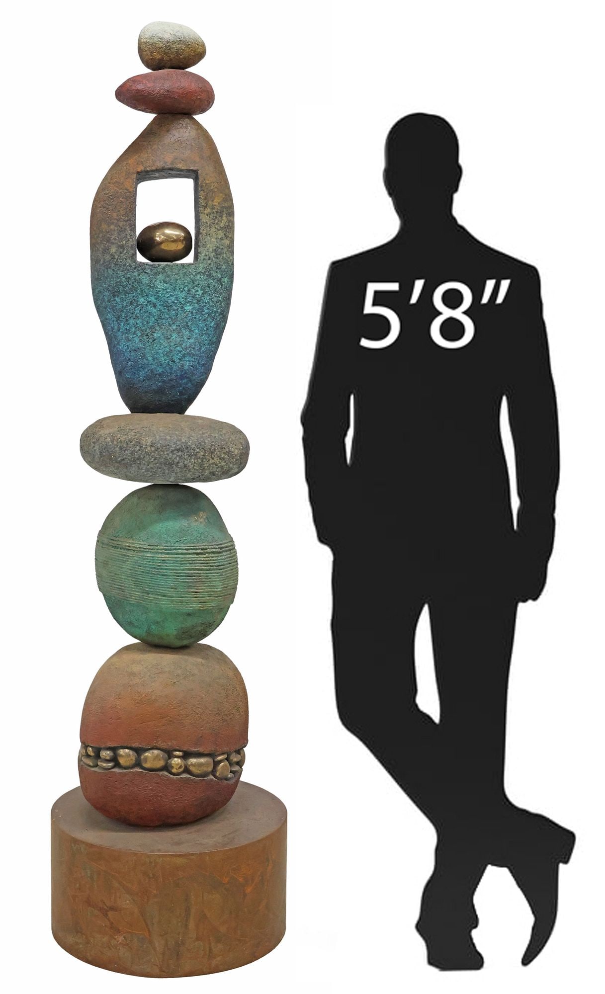 LARGE WARREN CULLAR (B.1942) BRONZE SCULPTURE, 'SPIRIT TOTEM,' 75"H (1 of 6)