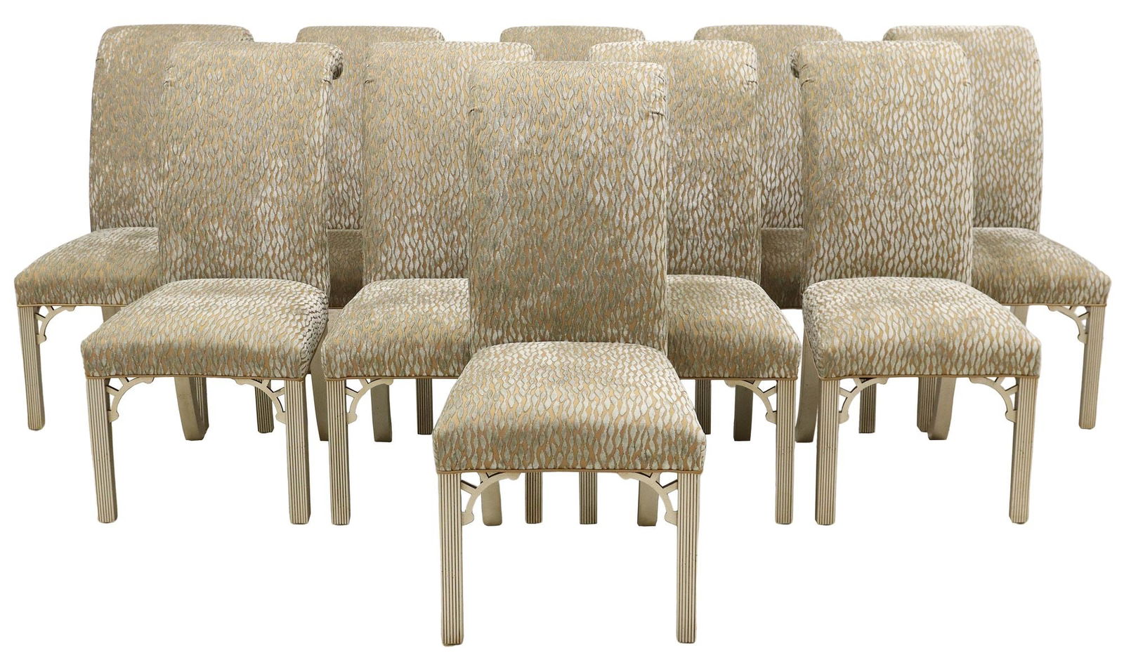 (10) CUSTOM DESIGNER ROLLED BACK POLLACK 'FLOW' UPHOLSTERED DINING CHAIRS (1 of 3)