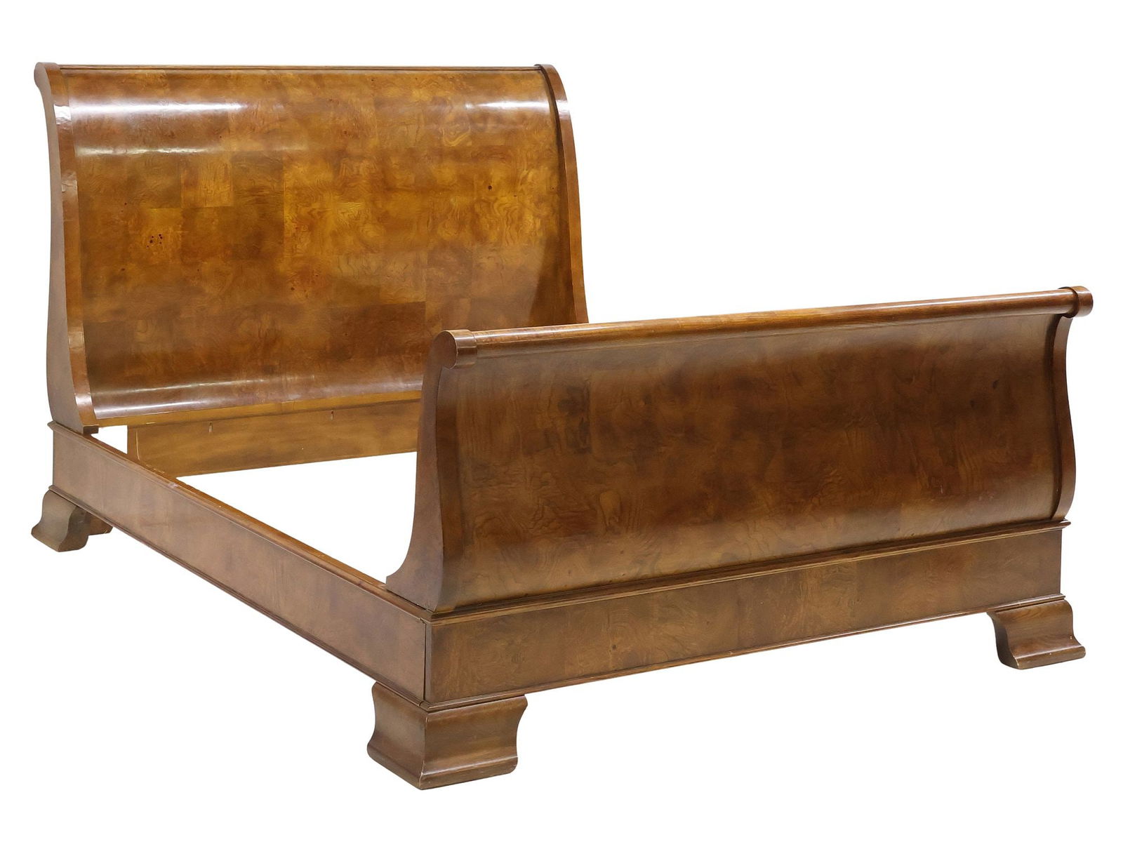 HENREDON LOUIS PHILIPPE STYLE BURLED WALNUT QUEEN SLEIGH BED (1 of 4)