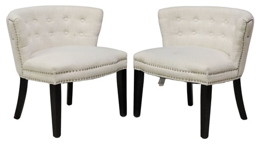 (2) CONTEMPORARY BUTTON-TUFTED UPHOLSTERED ACCENT CHAIRS