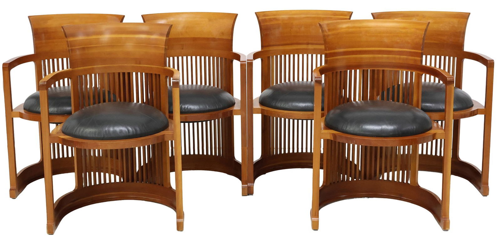 (6) CASSINA FRANK LLOYD WRIGHT 'ALLEN' CHERRYWOOD BARREL CHAIRS (1 of 4)