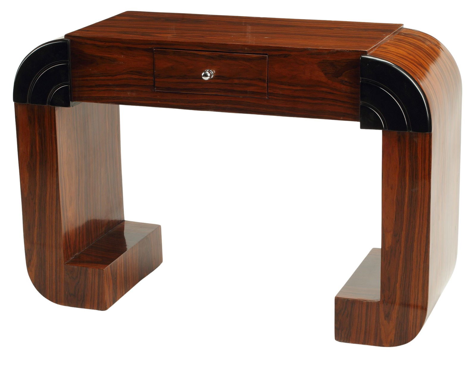 ART DECO STYLE PARCEL-EBONIZED SCULPTURAL CONSOLE TABLE (1 of 5)