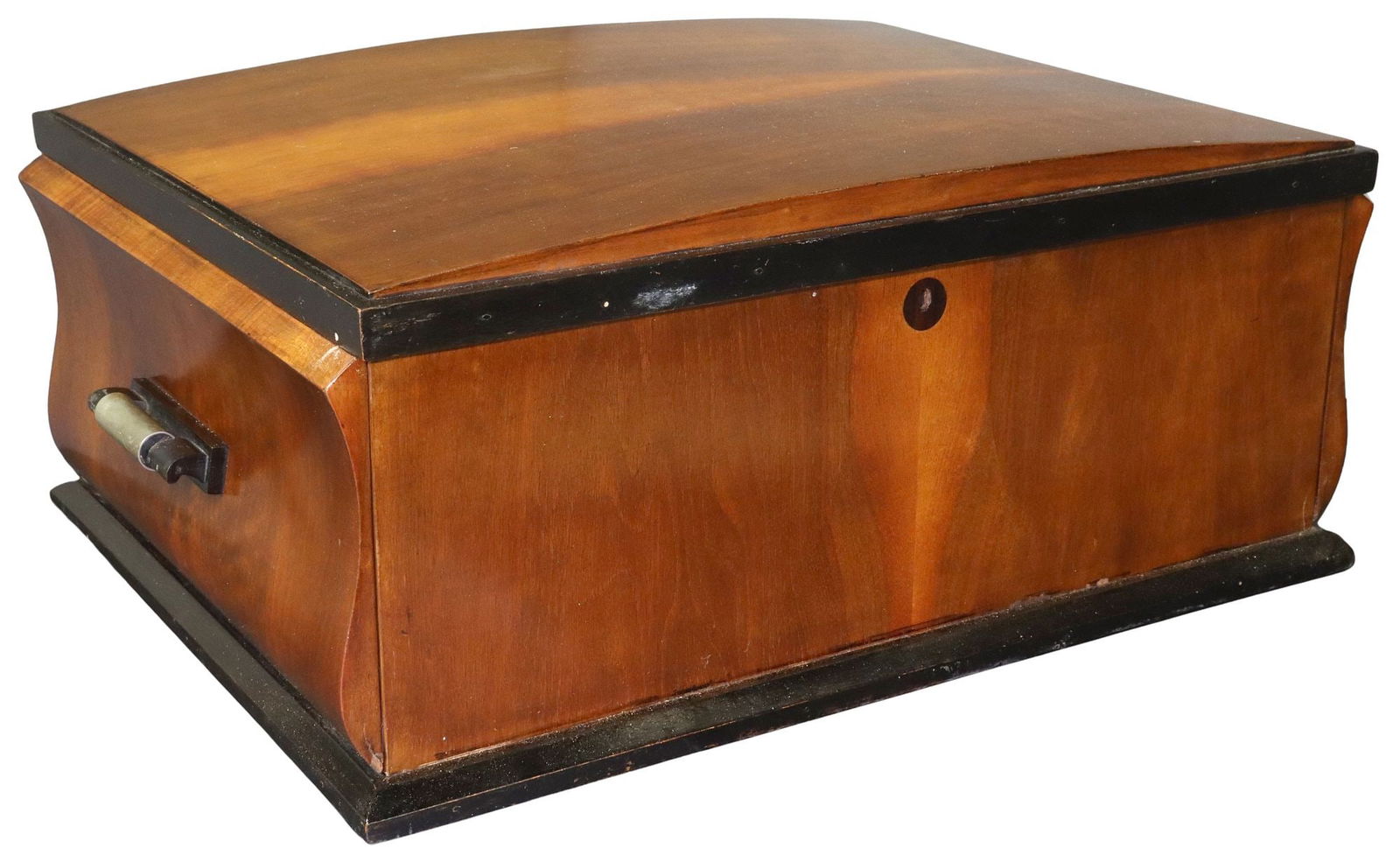 ITALIAN ART DECO PARCEL-EBONIZED WALNUT MIRRORED BOX WITH DRAWERS (1 of 6)