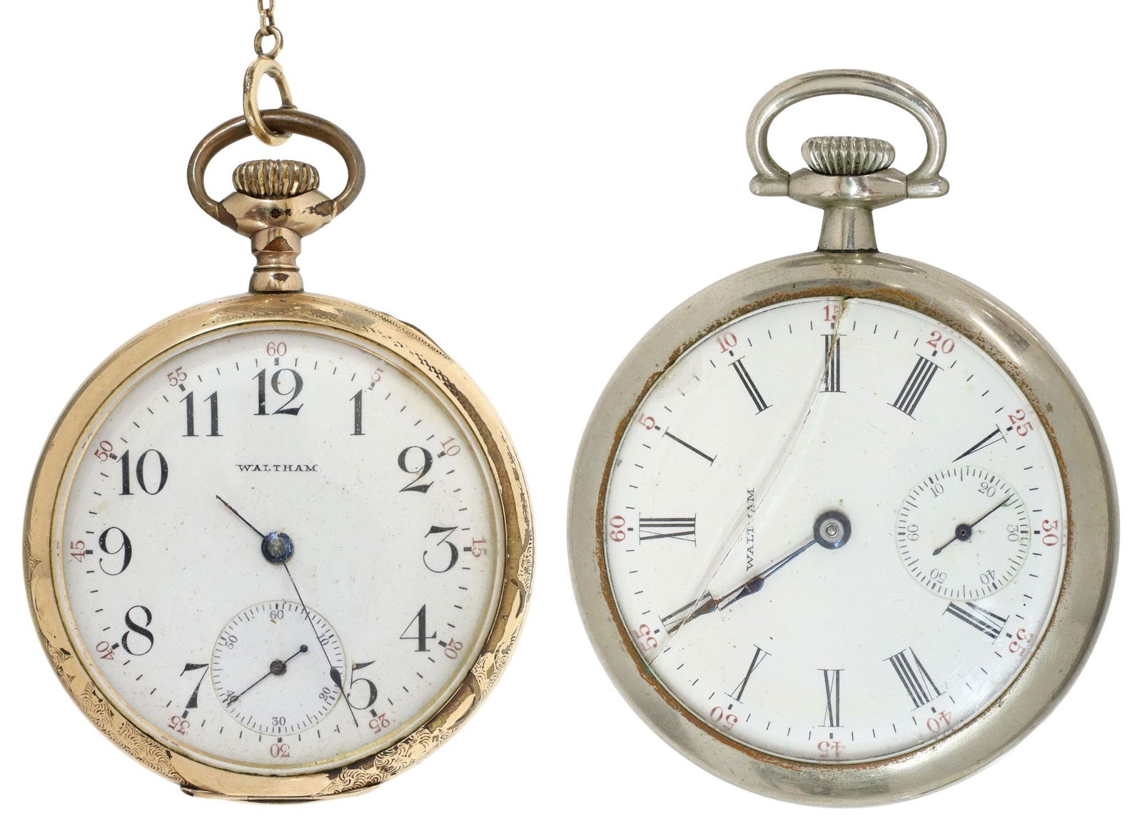 (2) WALTHAM RIVERSIDE GOLD-FILLED & SILVERODE OPEN FACE POCKET WATCHES (1 of 14)