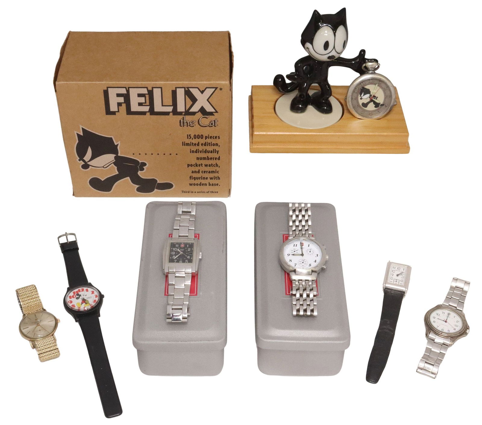 (7) COLLECTION OF MEN'S WATCHES, SWISS ARMY, CITIZEN, FOSSIL FELIX THE CAT (1 of 12)