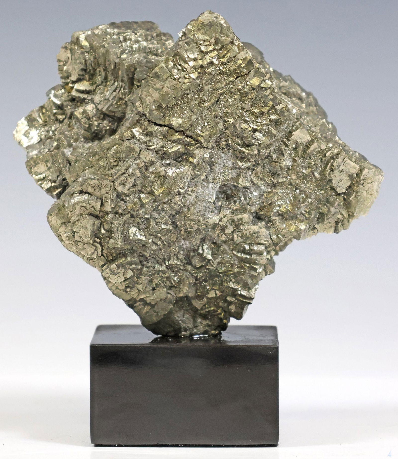 GEOLOGICAL PYRITE SPECIMEN ON BLACK MARBLE BASE (1 of 3)