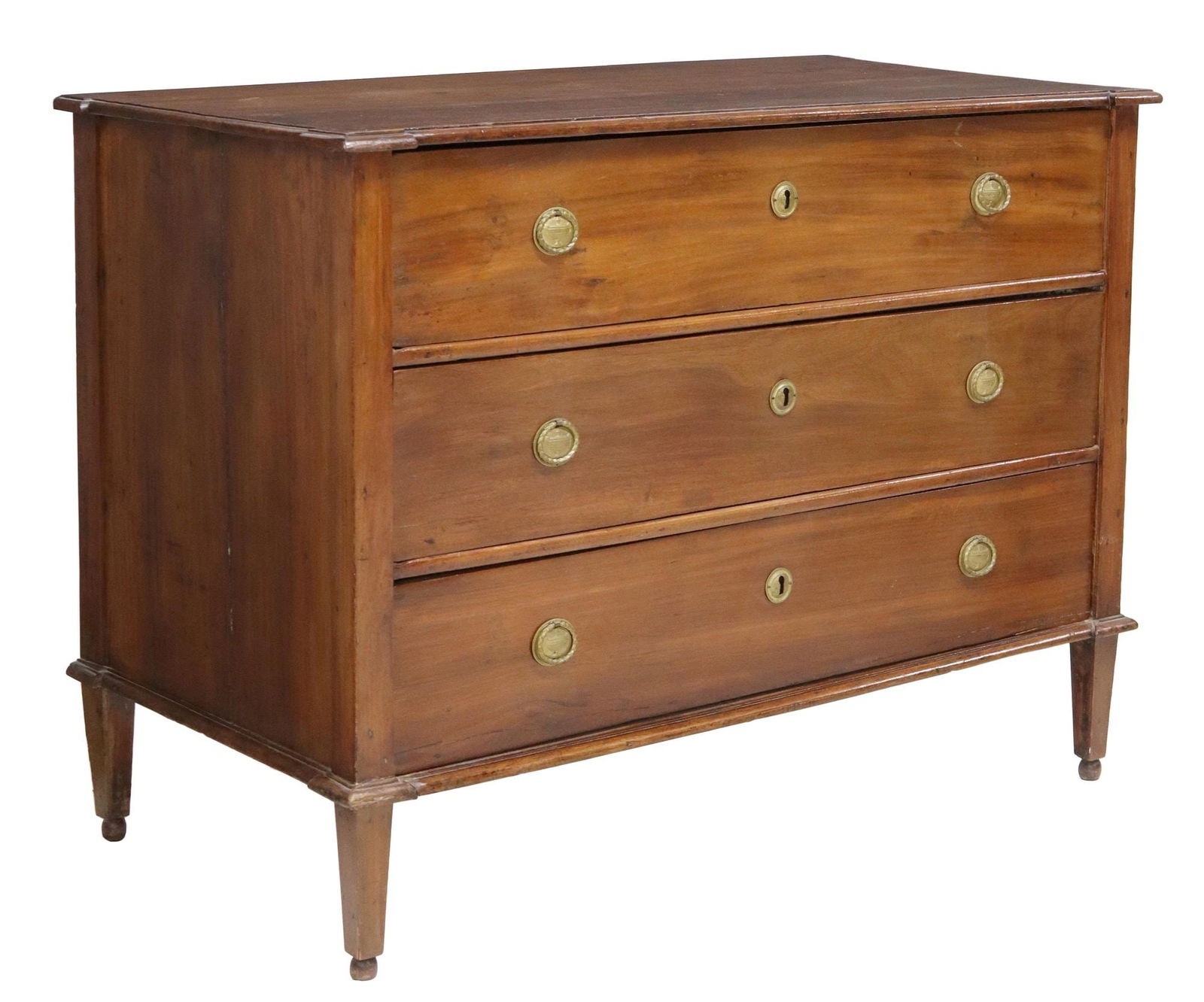 ITALIAN WALNUT THREE-DRAWER COMMODE, 18TH/ 19TH C. (1 of 5)